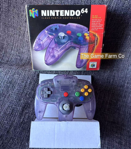 All Genuine Clear Purple boxed  N64 controller in great condition (Nintendo)