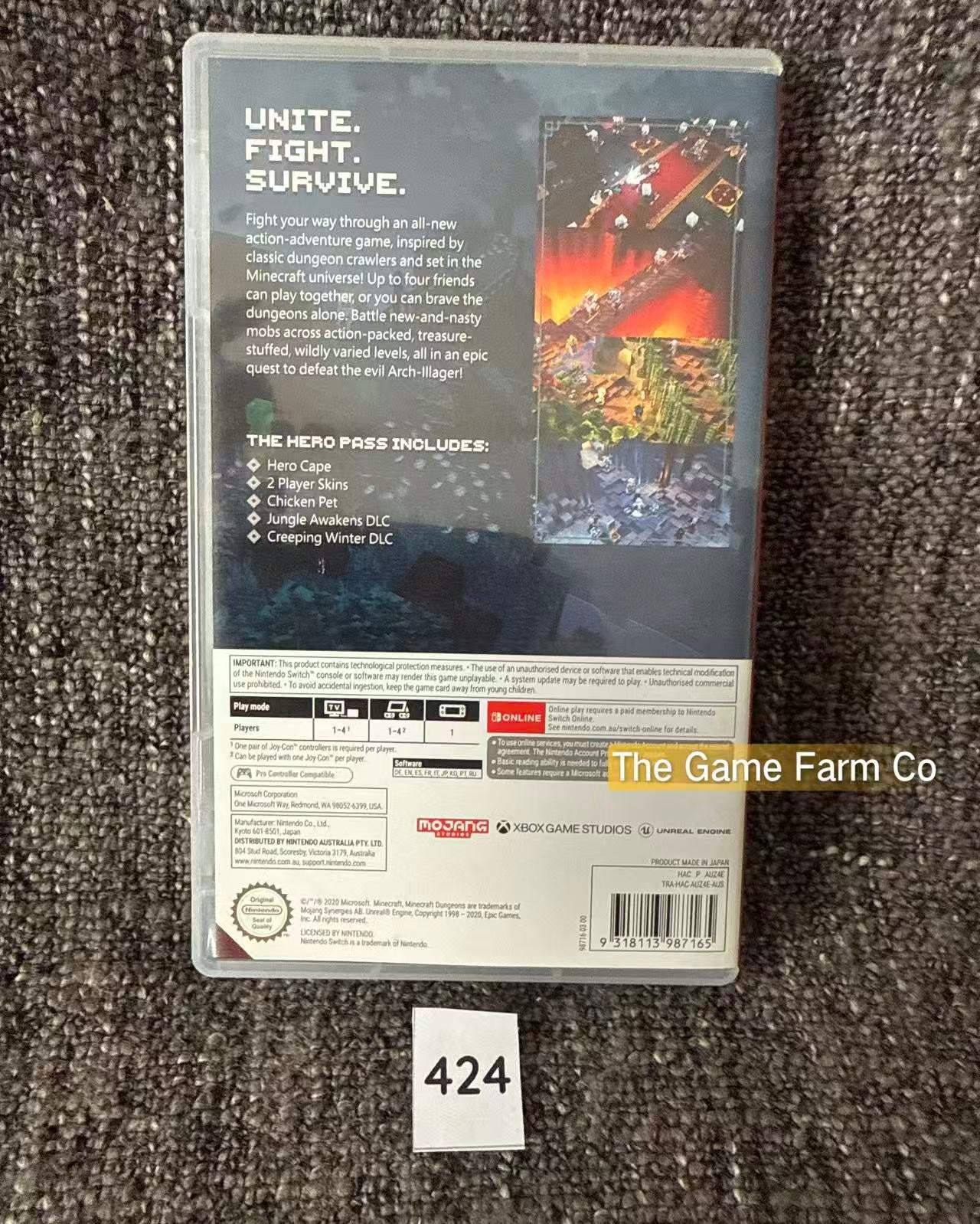 Minecraft Dungeons Hero Edition Nintendo Switch Physical Game Cartridge PAL Tested Used