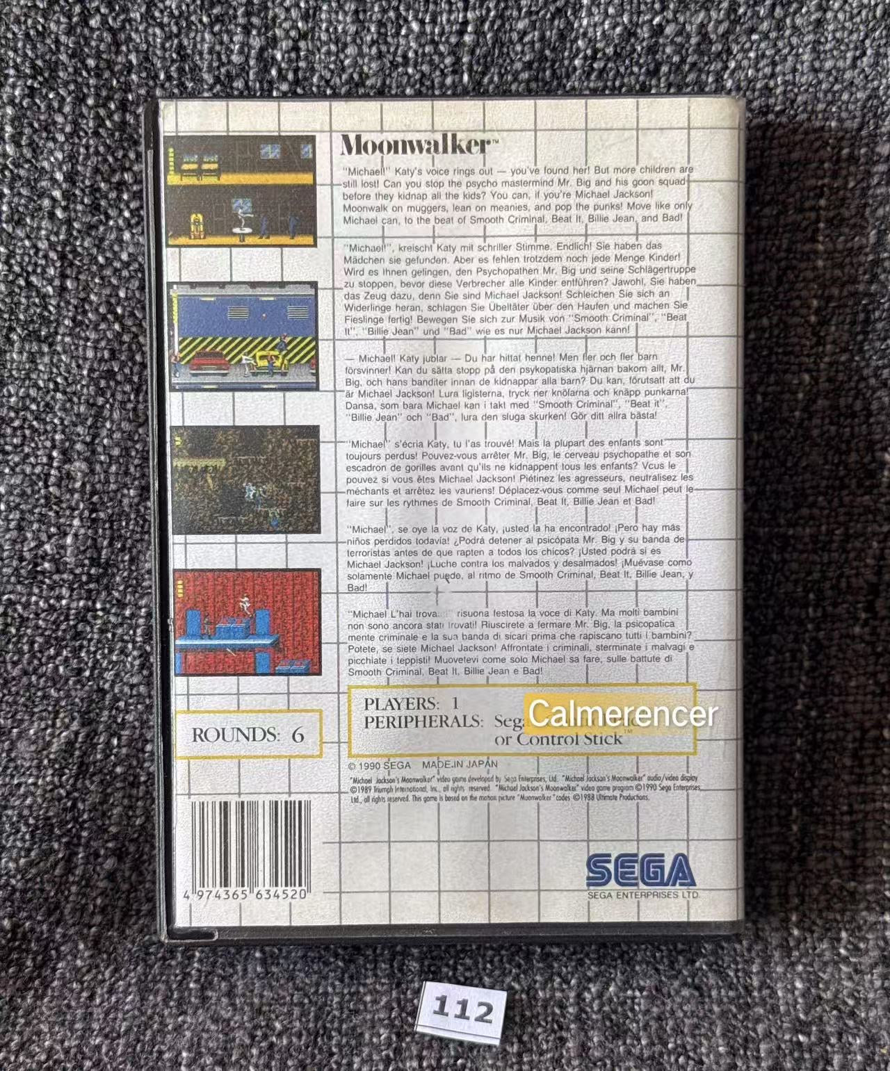 Moonwalker Game - Sega Master System