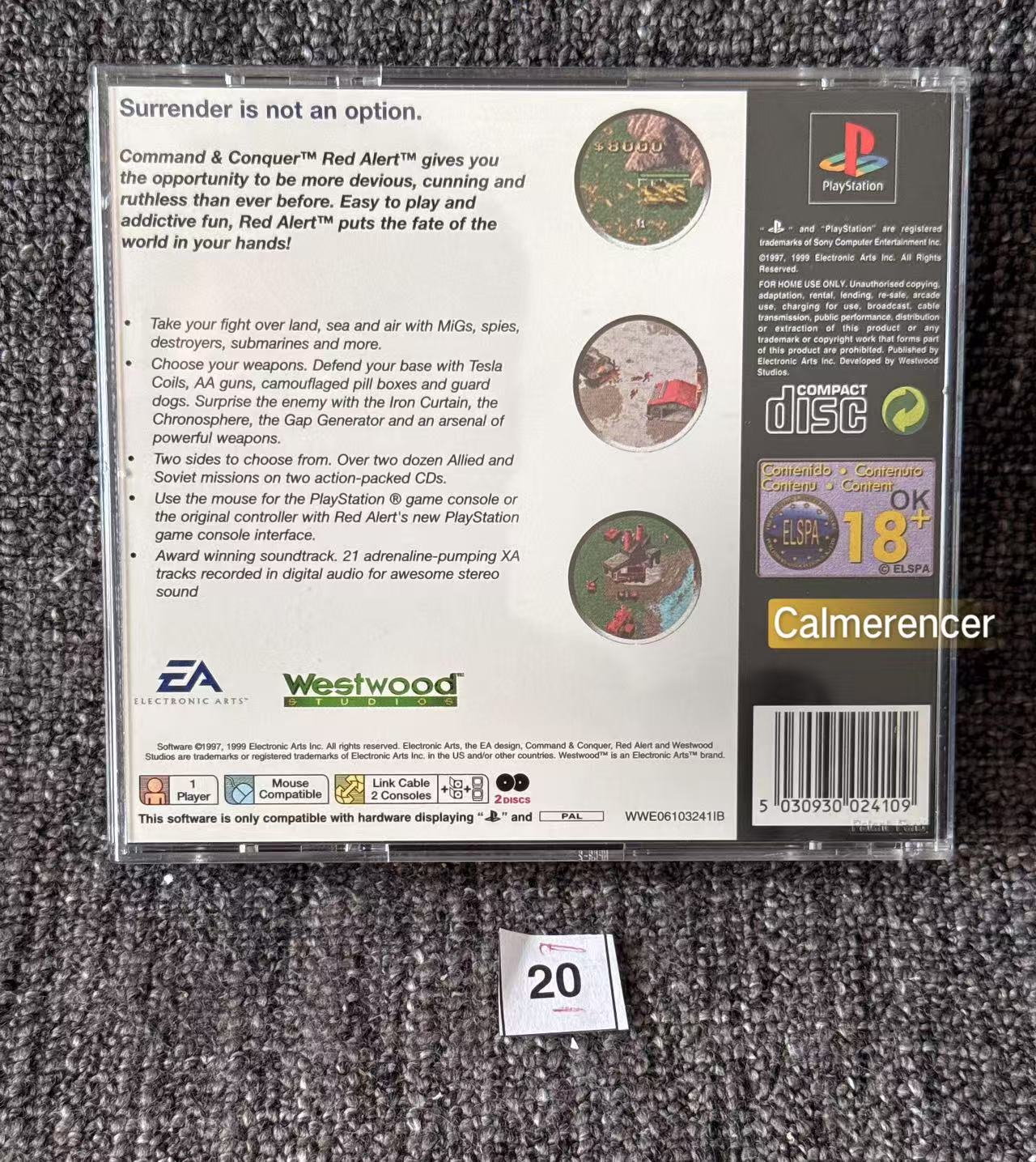Red Alert In Mint like condition - Sony Playstation One (PS1) Game