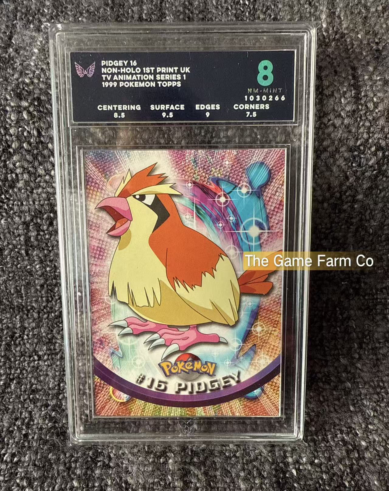 1999 Topps Pokémon Series 1 Pidgey #16 Holo ARK 8 NM-Mint Graded Trading Card