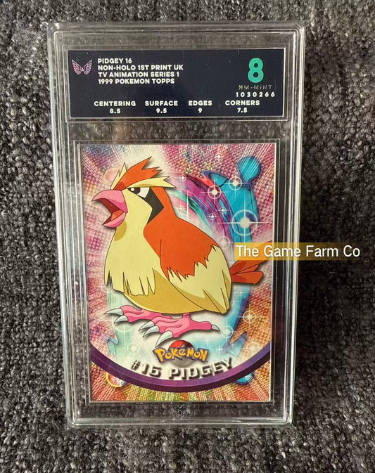 1999 Topps Pokémon Series 1 Pidgey #16 Holo ARK 8 NM-Mint Graded Trading Card