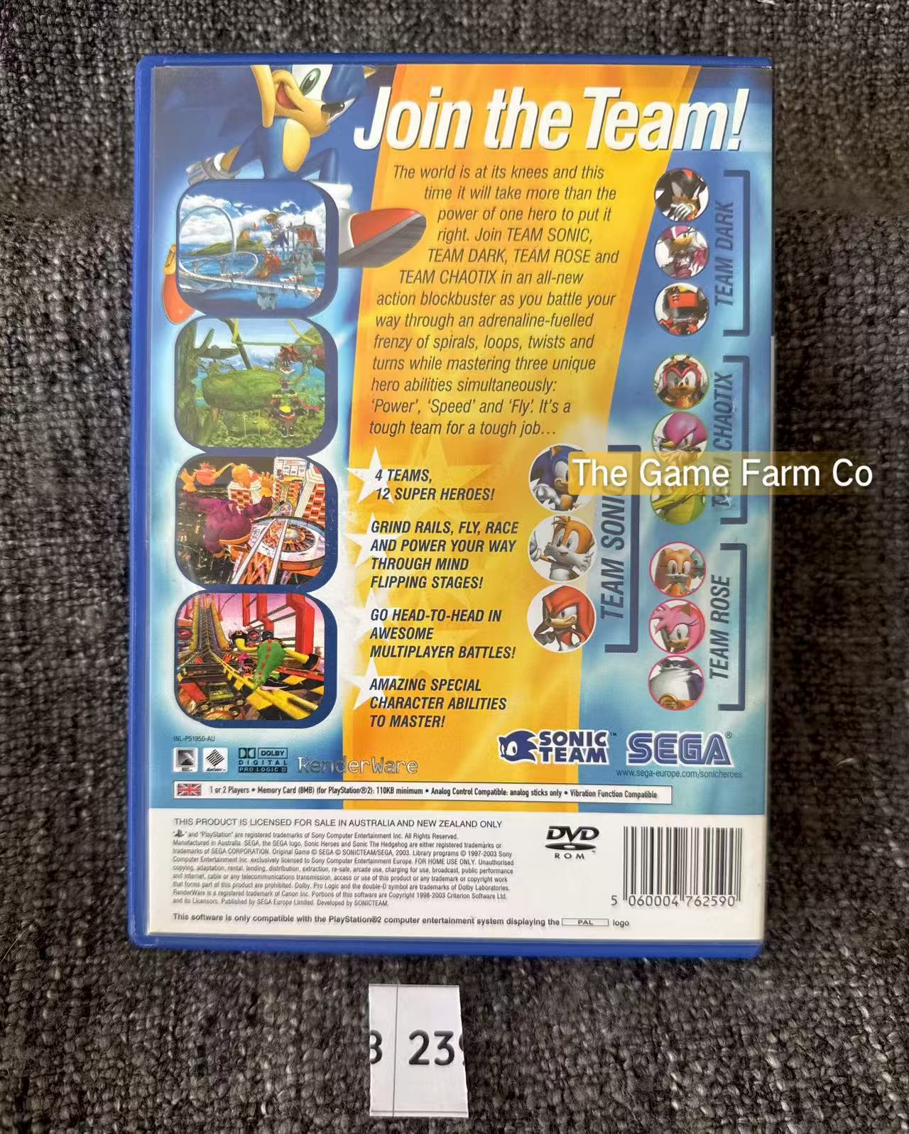 Sonic Heroes Game- Sony PlayStation 2 (PS2)