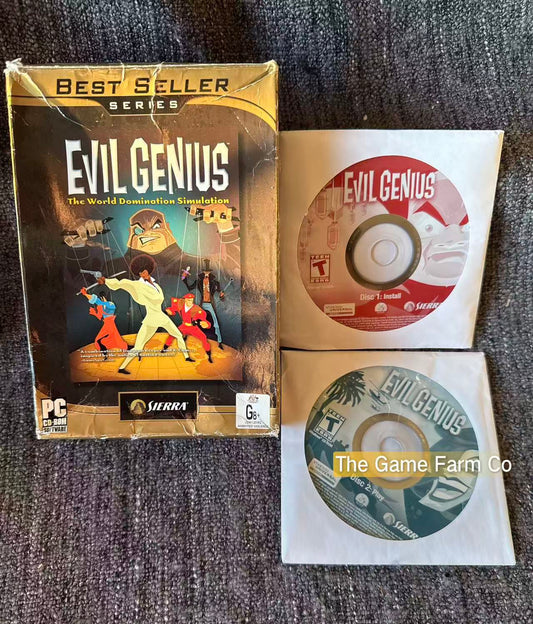 Evil Genius PC Big Box Untested Missing Manual Fair to Good Condition Vintage