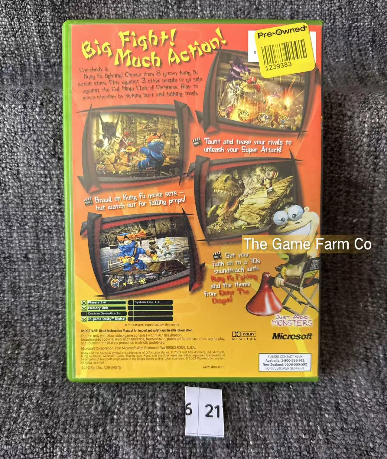 Kung Fu Chaos Game Microsoft Xbox Original
