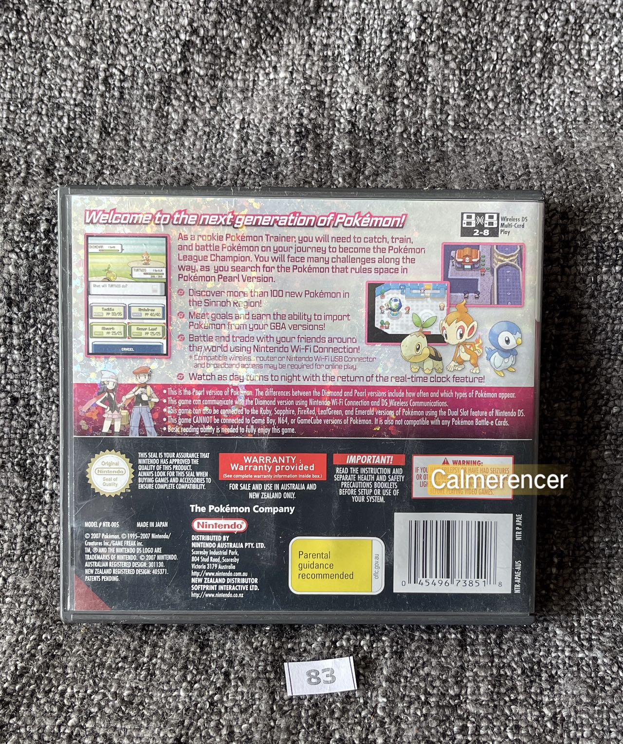 Pokemon Pearl Version Game Nintendo DS - Pal
