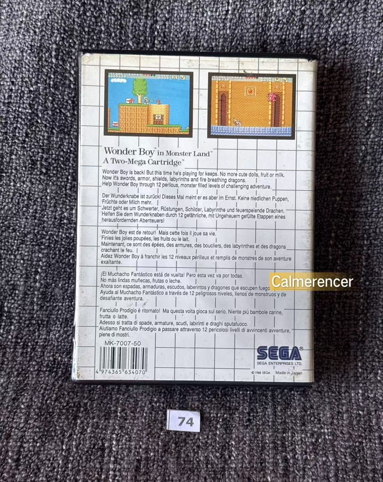 Wonder Boy In Monster Land Game - Sega Master System