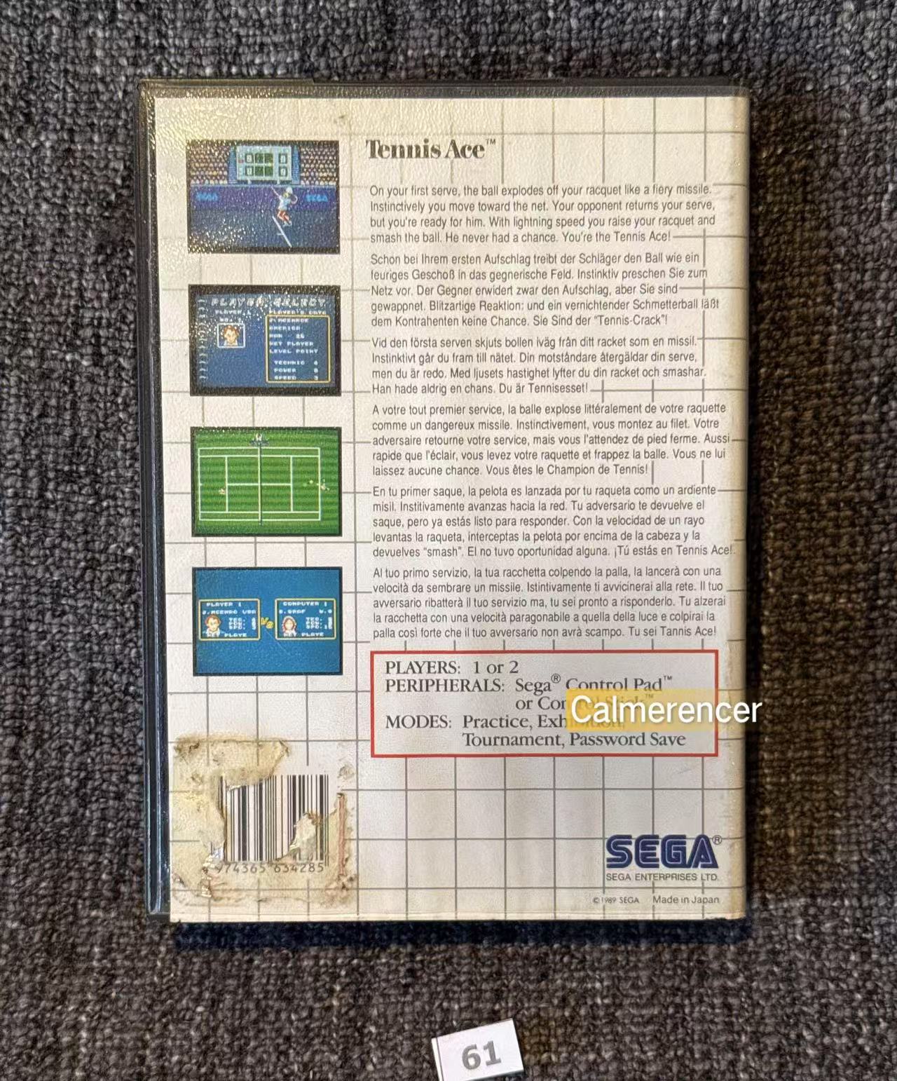 Tennis Ace Game - Sega Master System