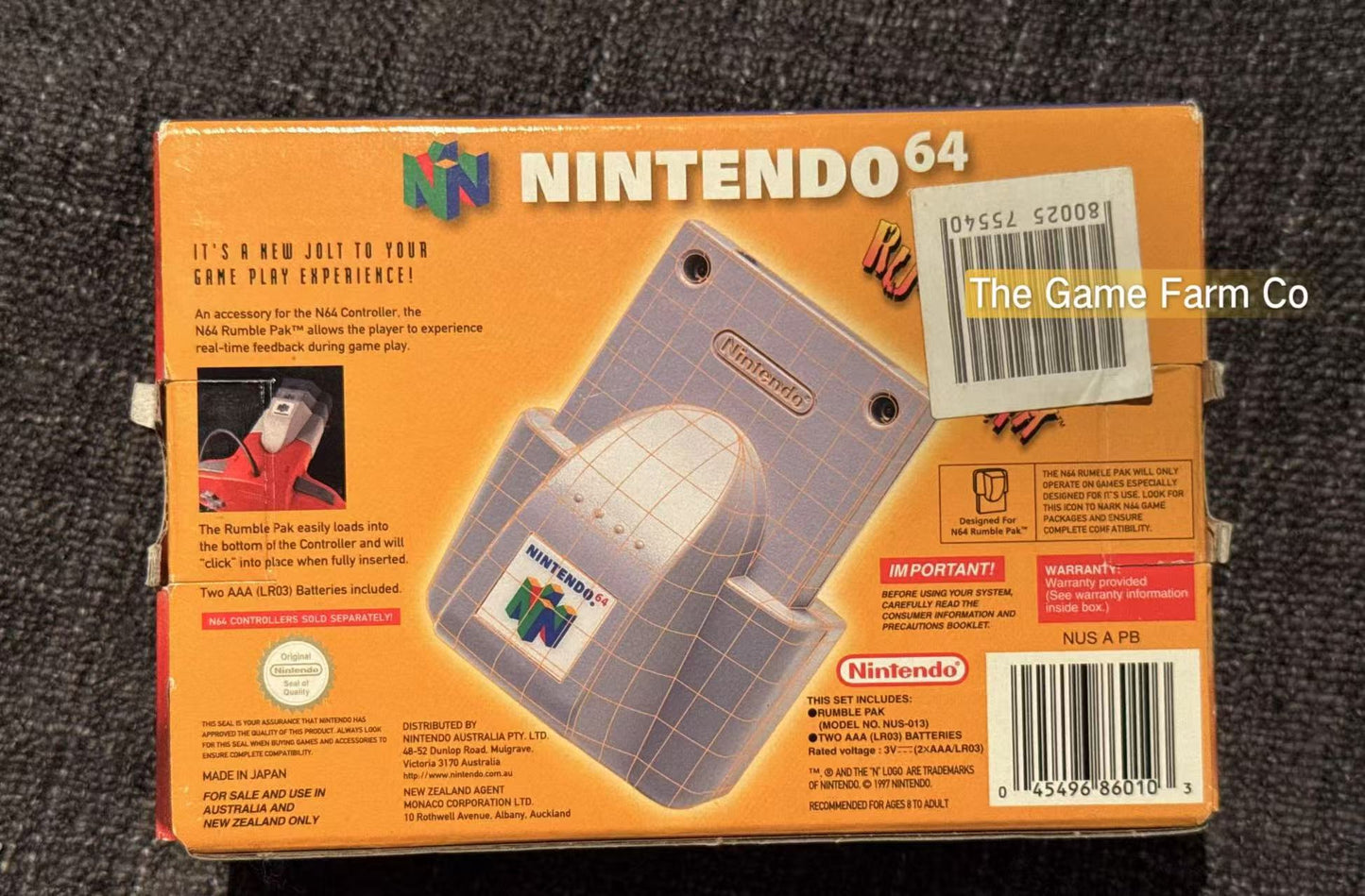 Nintendo 64 (N64) Rumble Pak boxed - Genuine
