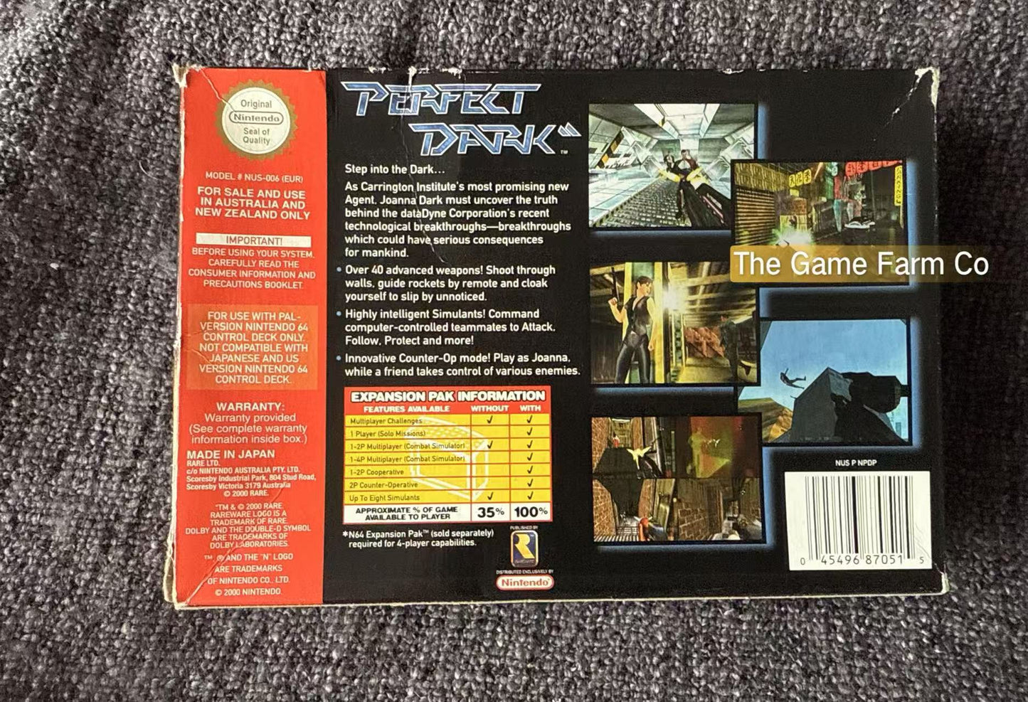 Perfect Dark Game Boxed - Nintendo 64 / N64 - Pal Version
