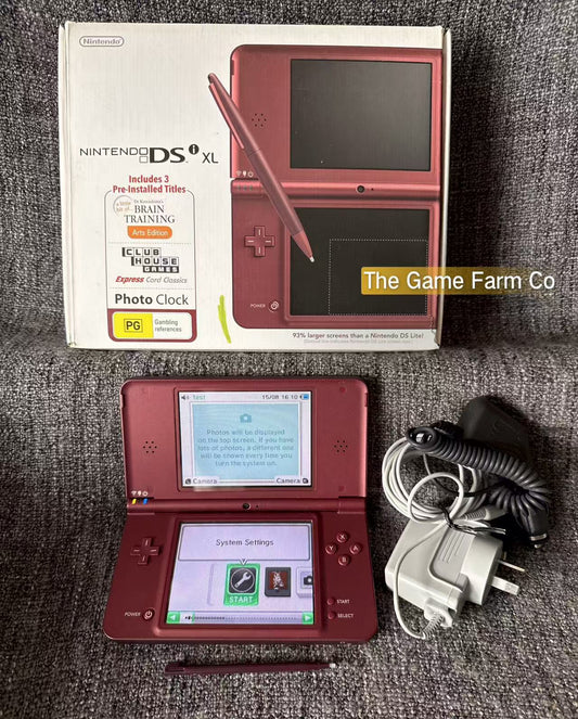 Nintendo DSi XL Burgundy Red Console boxed in overall great condition