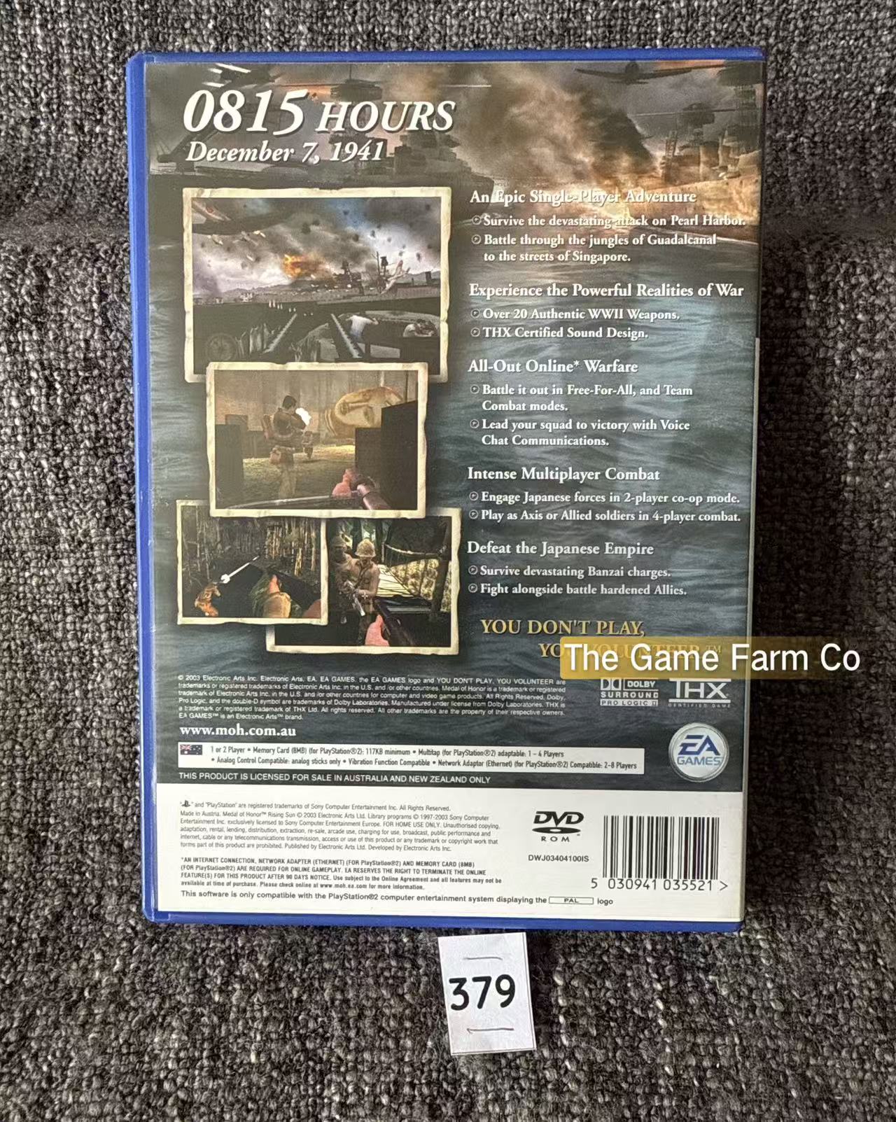 Medal Of Honor Rising Sun In Mint Condition Game- Sony PlayStation 2 (PS2)