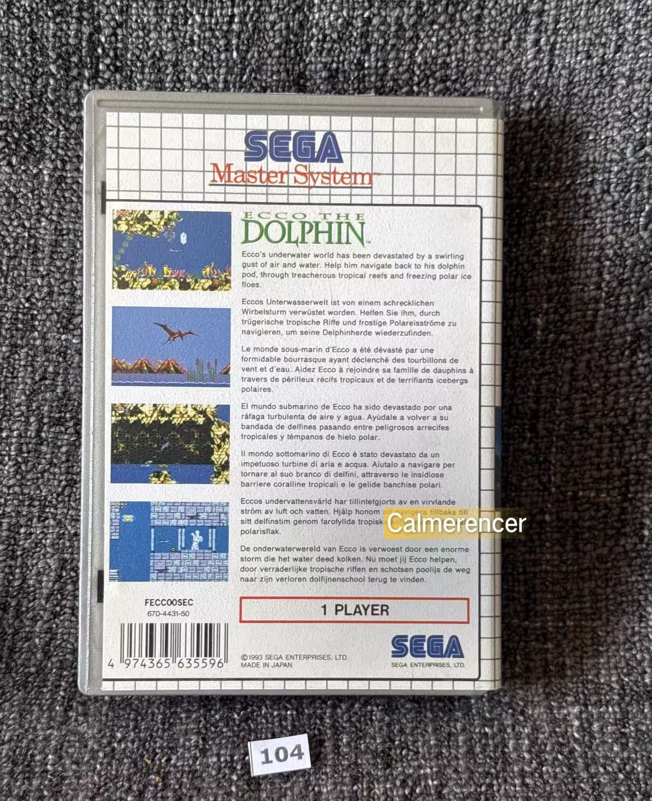 Eco The Dolphin Game - No manual - Sega Master System