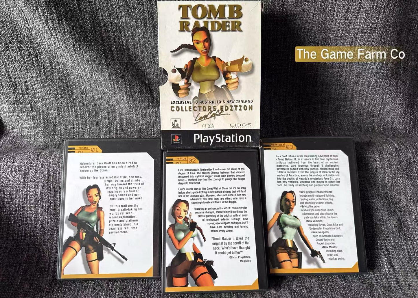 Tomb Raider Collectors Edition Lara Croft In overall Excellent Condition - Sony Playstation One (PS1) Box set Games 1-3
