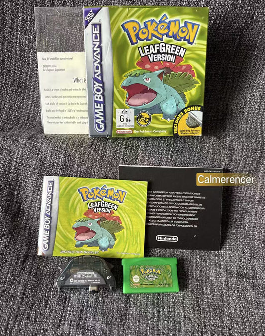 Pokemon Leaf Green Version Boxed Game -Nintendo Gameboy Advance GBA - Pal Version