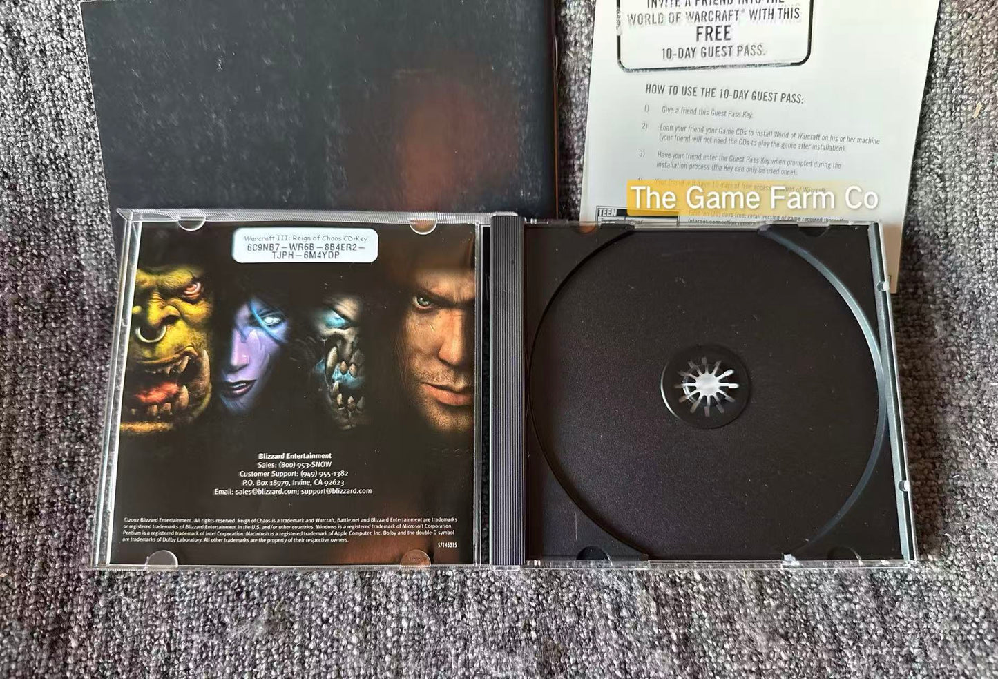 Warcraft III 3: Reign of Chaos (PC Windows) Vintage Big Box & Manual ONLY No Game Discs