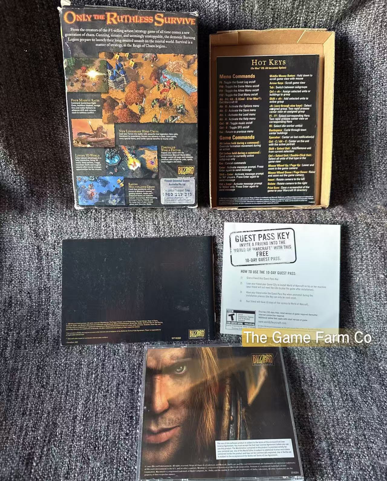 Warcraft III 3: Reign of Chaos (PC Windows) Vintage Big Box & Manual ONLY No Game Discs