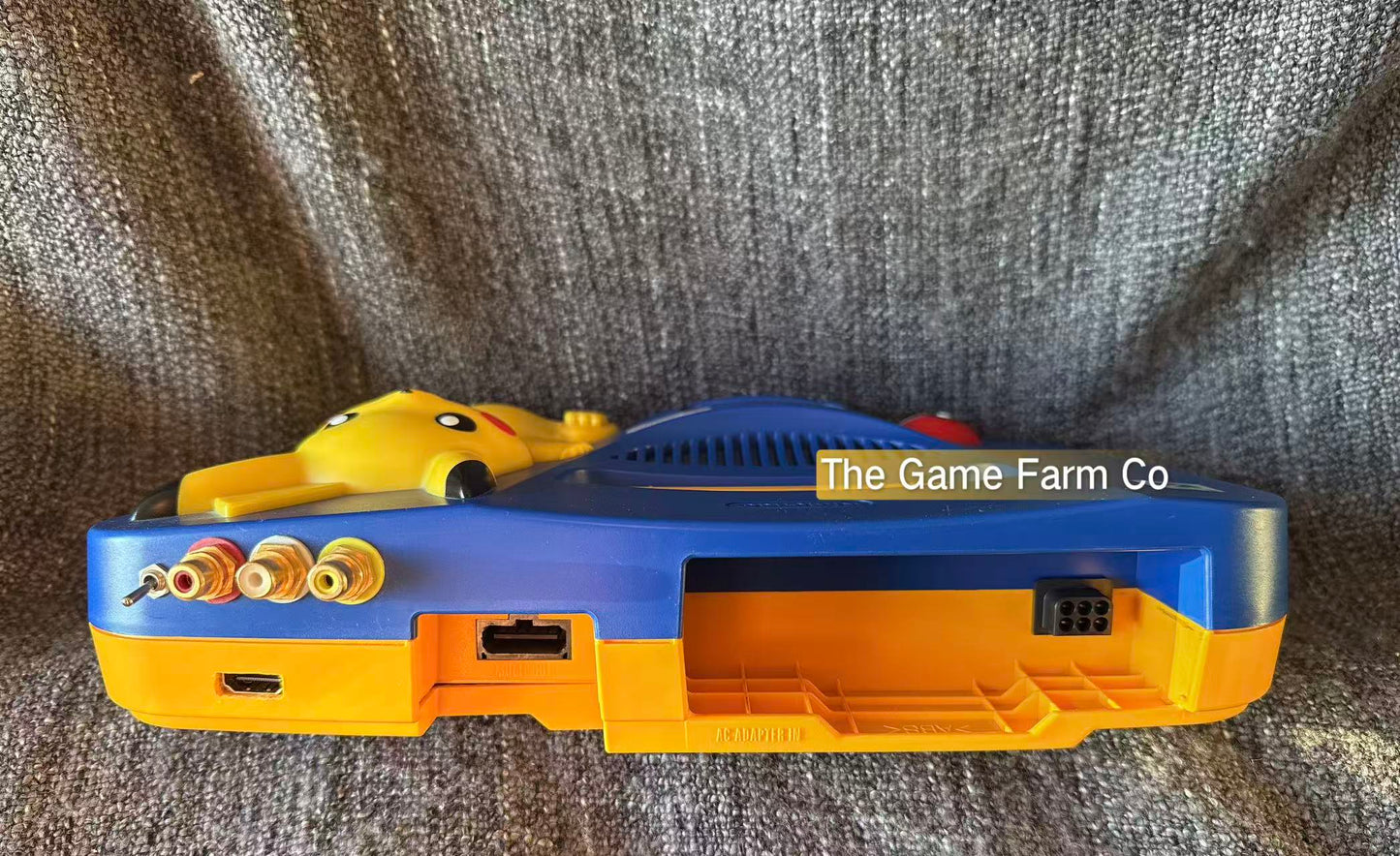 Pokémon Pikachu N64 Console HDMI Modded NTSC PAL Region Switch Nintendo 64 System W Expansion Pak