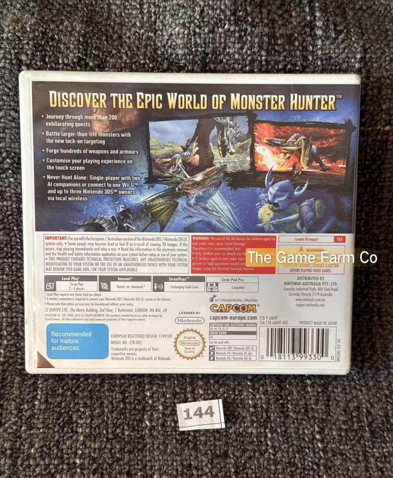 Monster Hunter 3 Ultimate Nintendo 3DS Complete PAL Tested Used