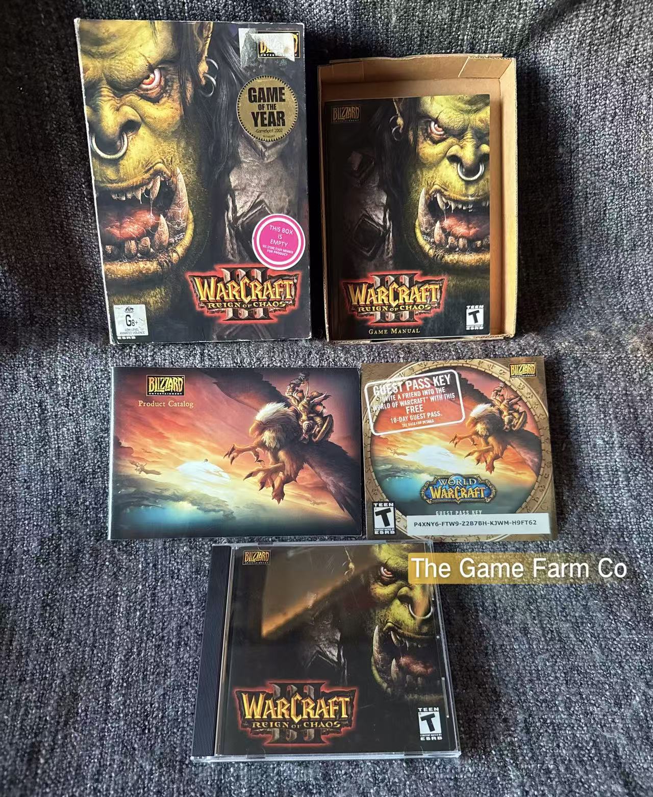 Warcraft III 3: Reign of Chaos (PC Windows) Vintage Big Box & Manual ONLY No Game Discs
