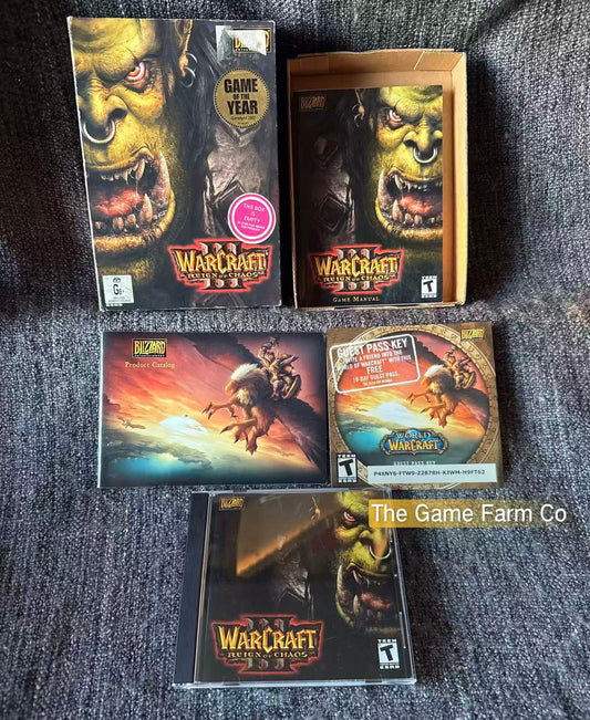 Warcraft III 3: Reign of Chaos (PC Windows) Vintage Big Box & Manual ONLY No Game Discs