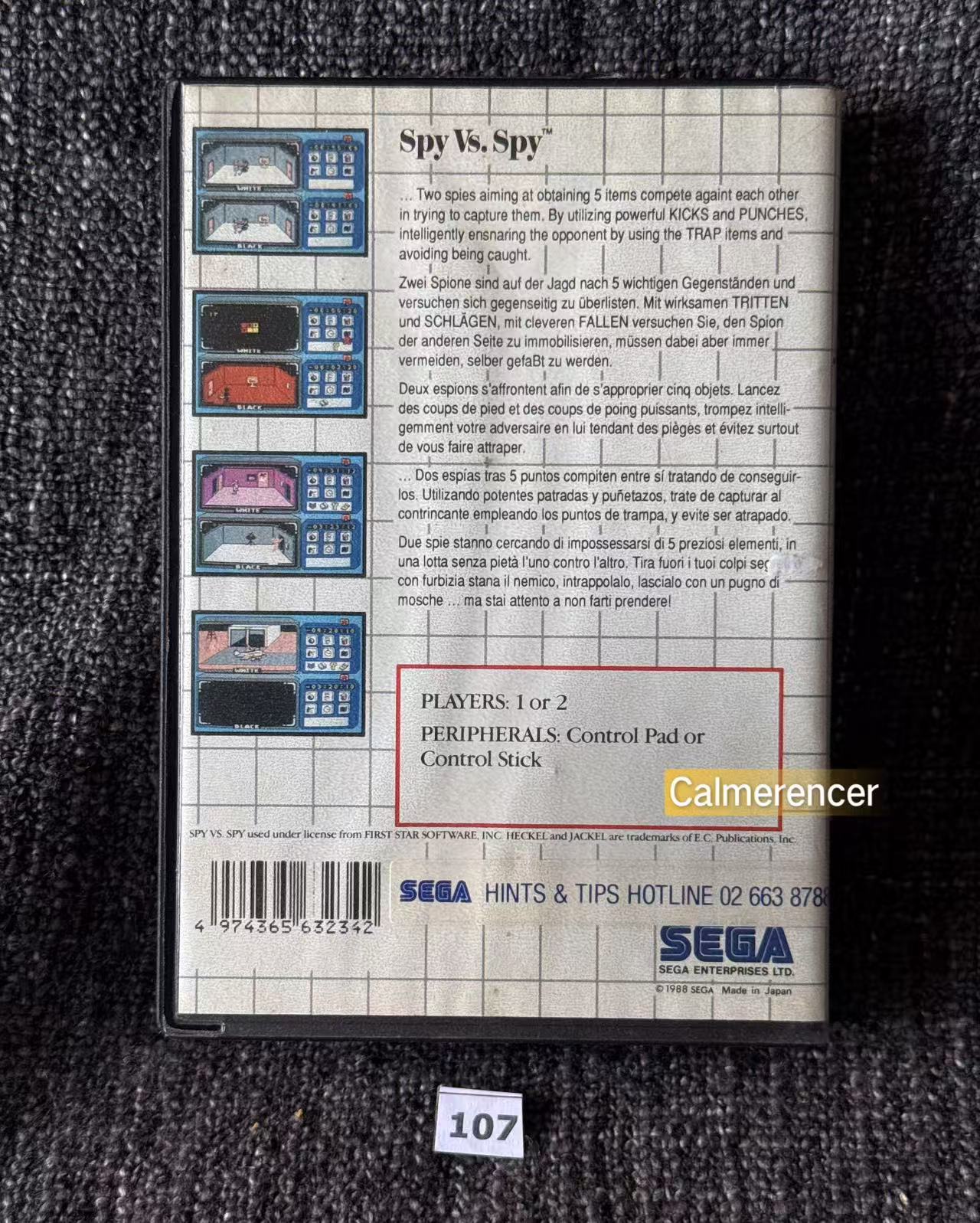 Spy Vs Spy - No Manual Game - Sega Master System