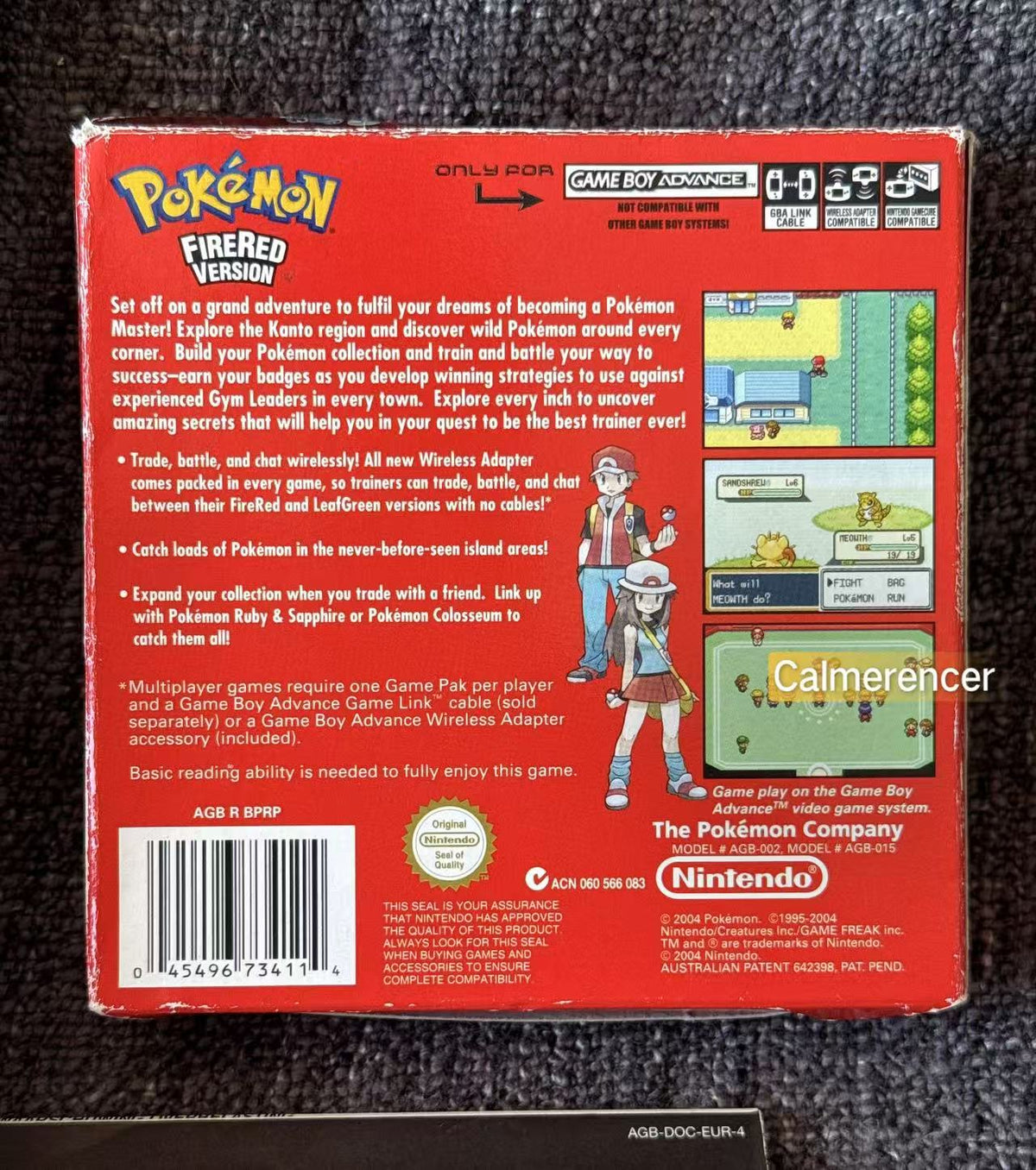 Firered Version Pokemon Fire Red Version Boxed Game -Nintendo Gameboy Advance GBA - Pa ...