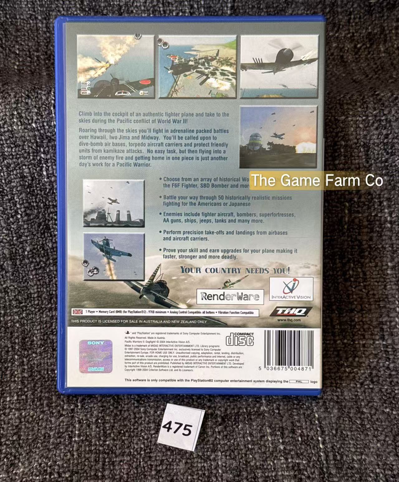Pacific Warriors II Dogfight PS2 Physical Game CIB PAL Tested Used Great Condition