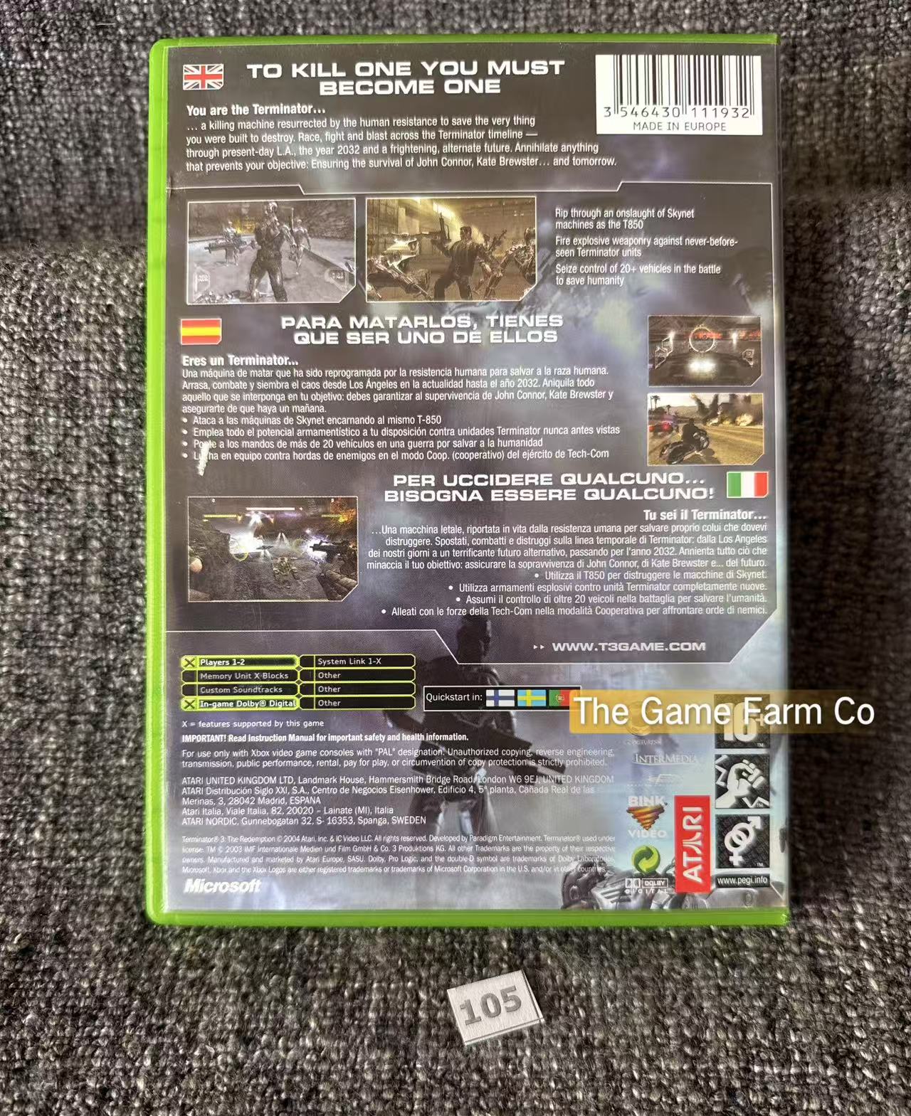 Terminator 3 The Redemption Game Microsoft Xbox Original