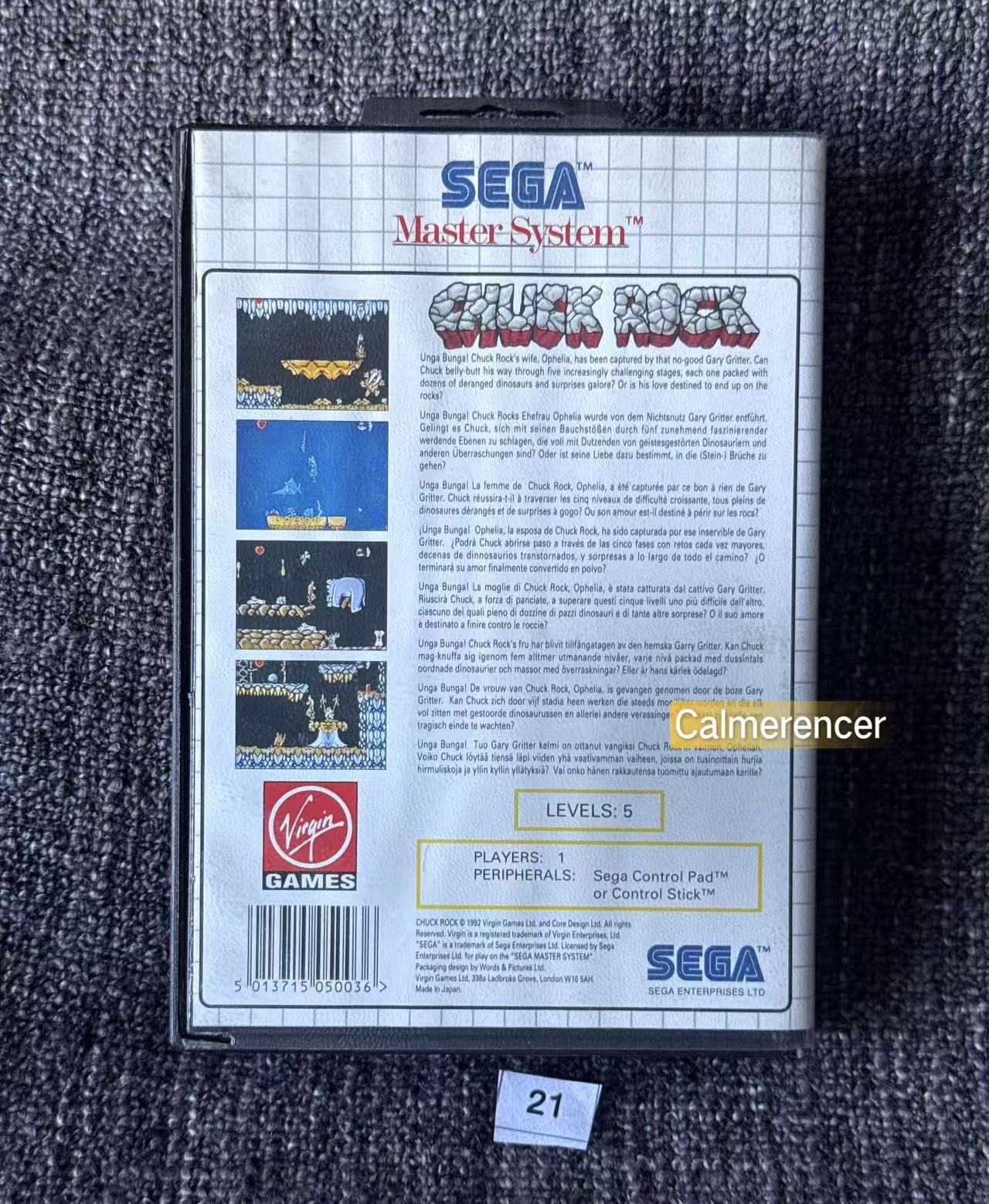 Chuck Rock Game - No manual Sega Master System