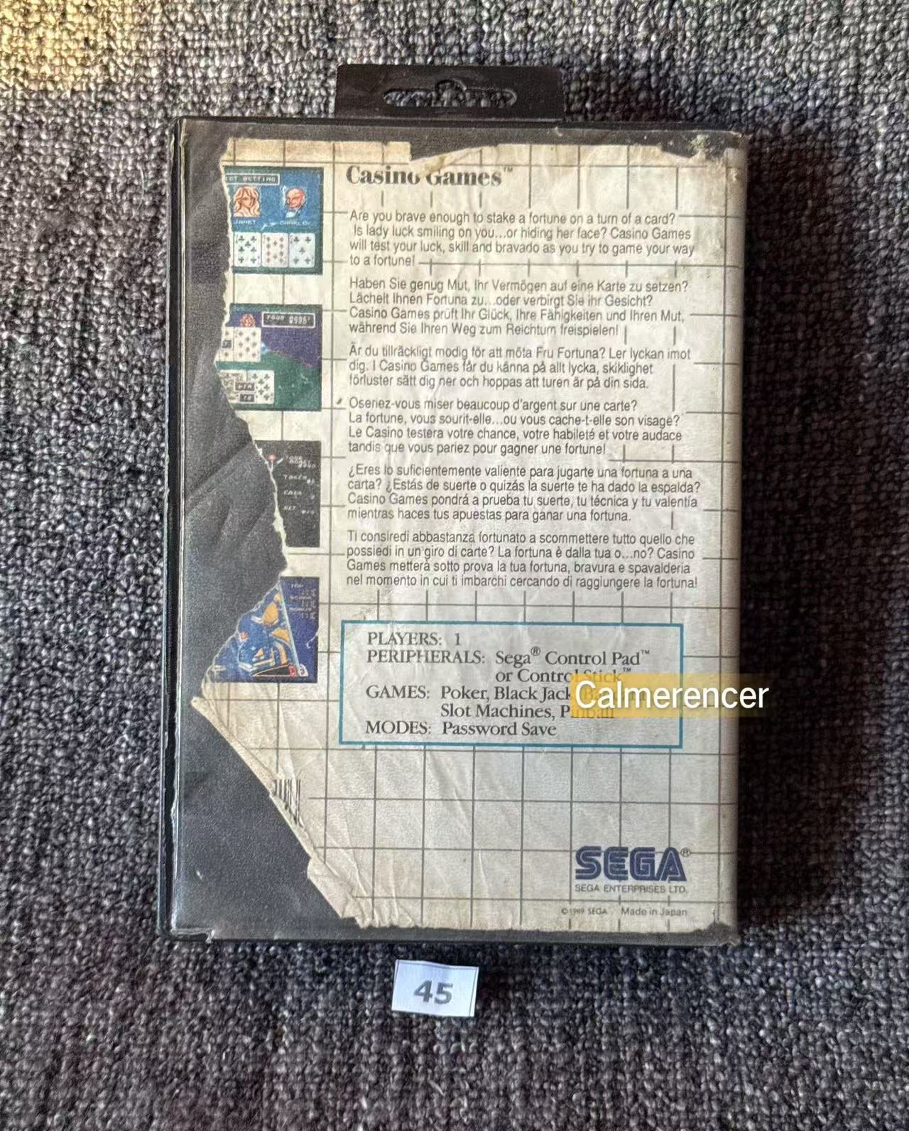 Casino Games - No Manual -  Game - Sega Master System