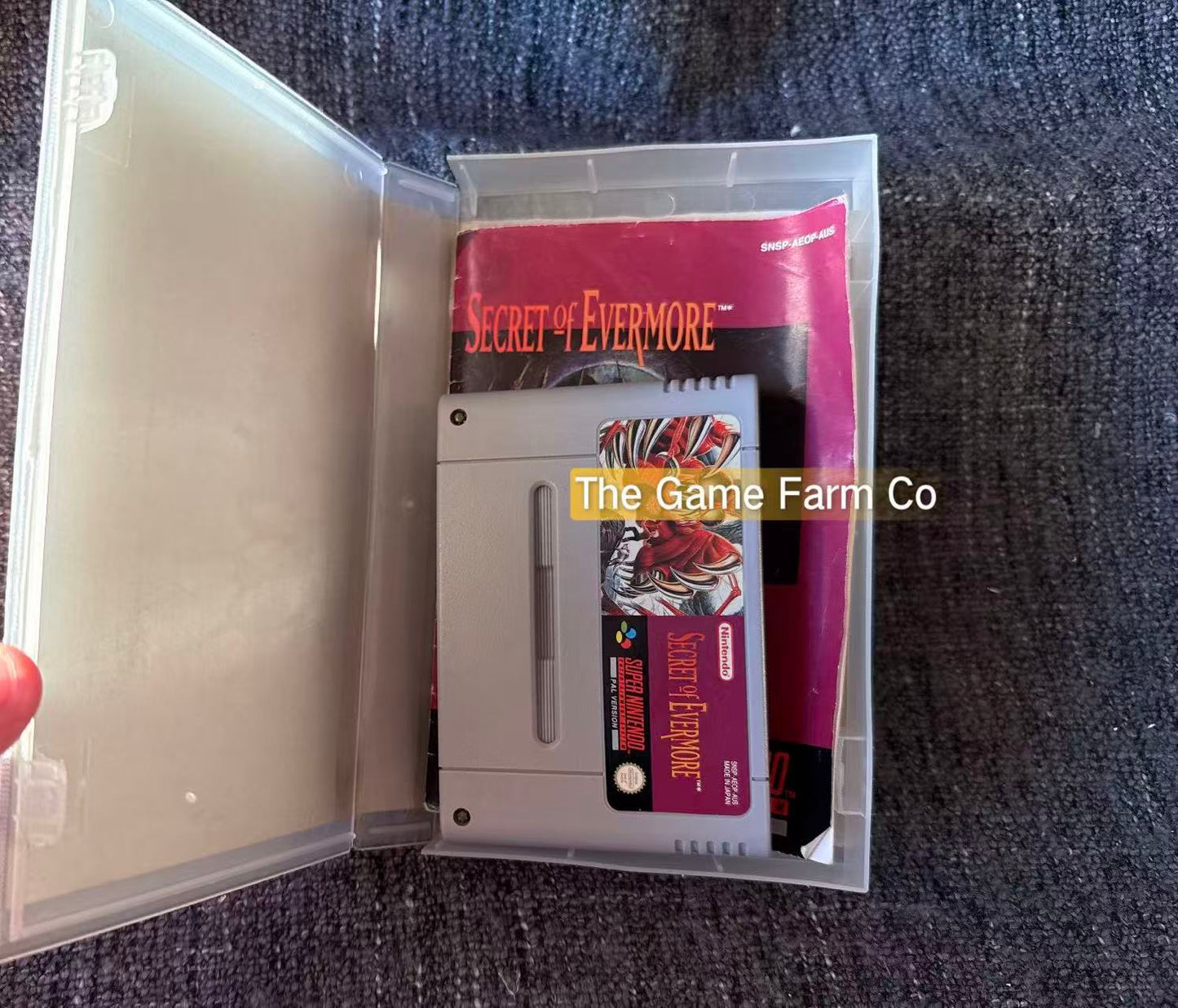Secret of Evermore SNES (Super Nintendo) PAL Authentic Game Cartridge & Manual