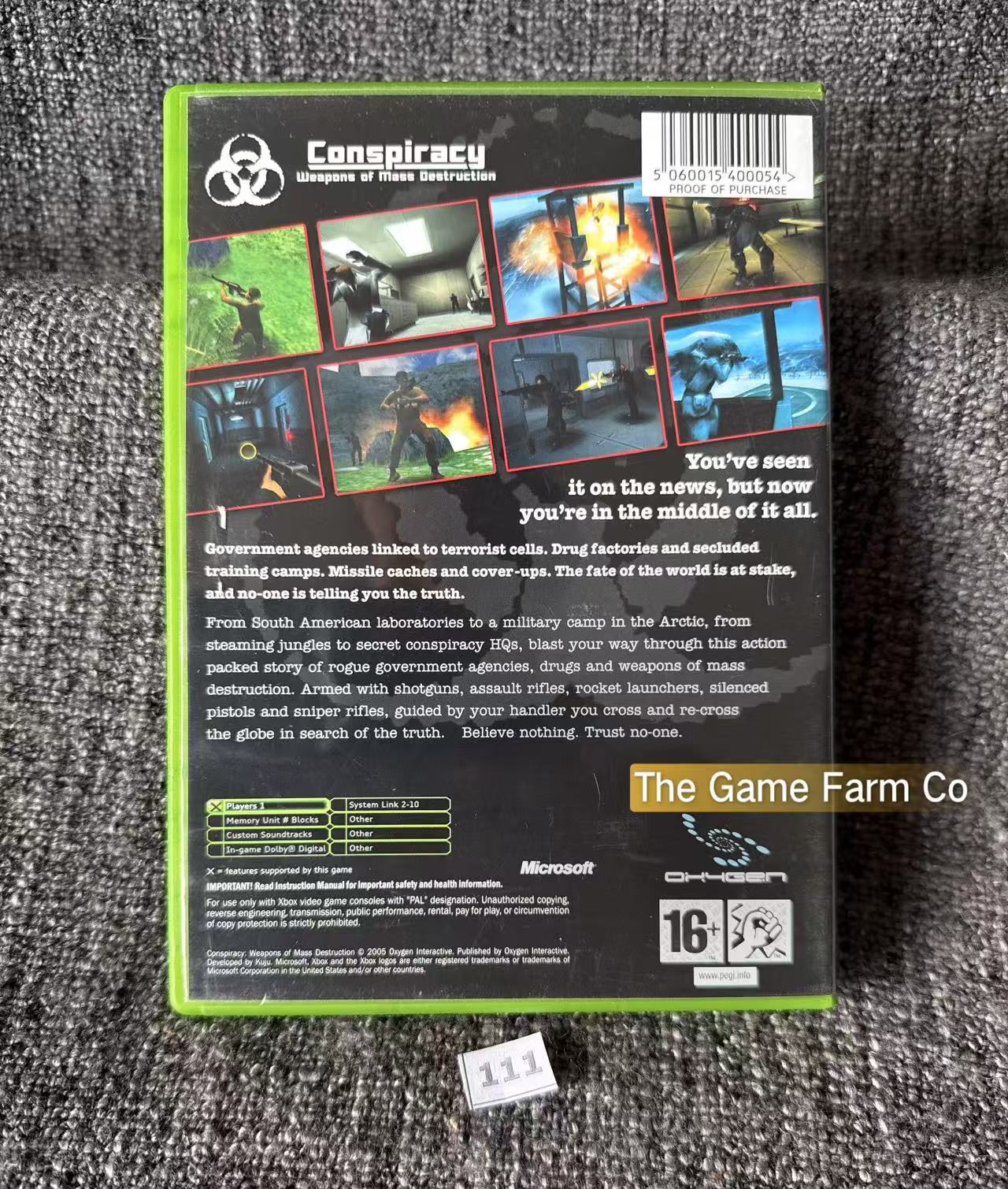 Conspiracy Weapons Of Mass Destruction Game In Excellent condition - Microsoft Xbox Original