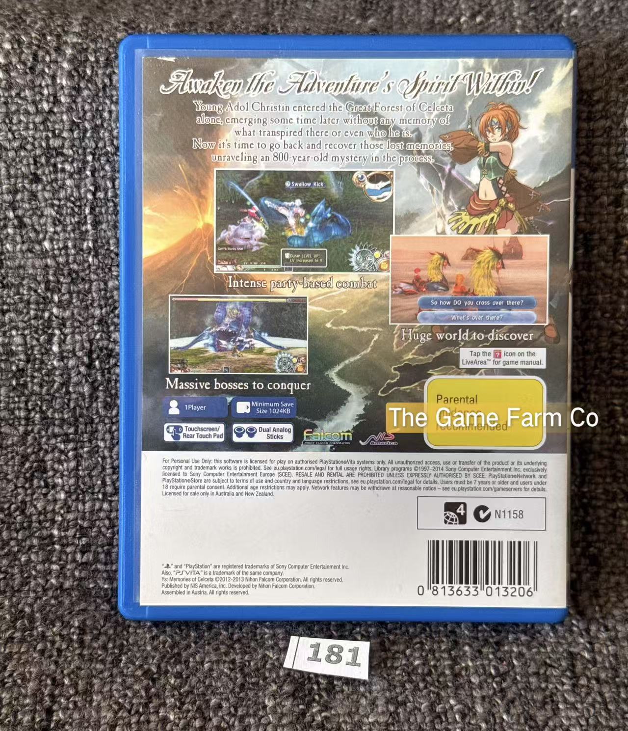 Ys: Memories of Celceta PlayStation Vita Complete PAL Tested Used
