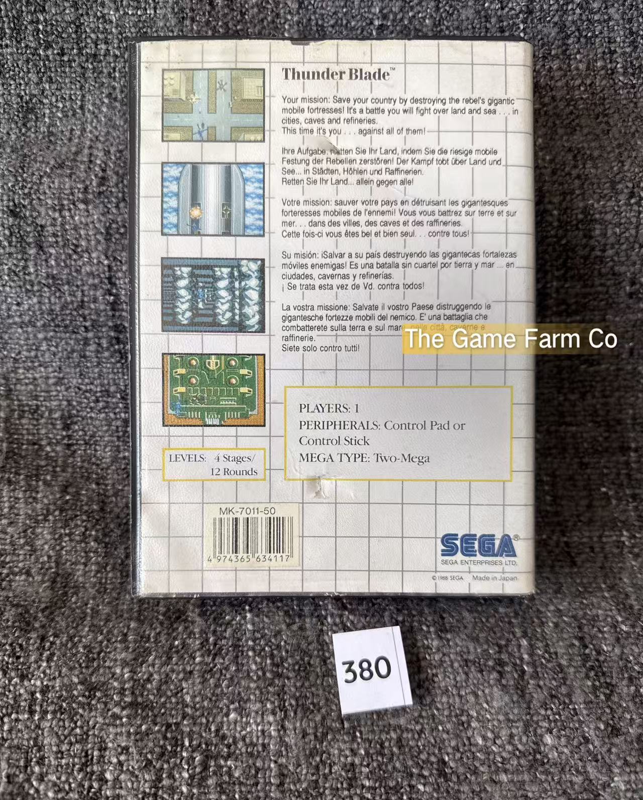 Thunder Blade Game - Sega Master System