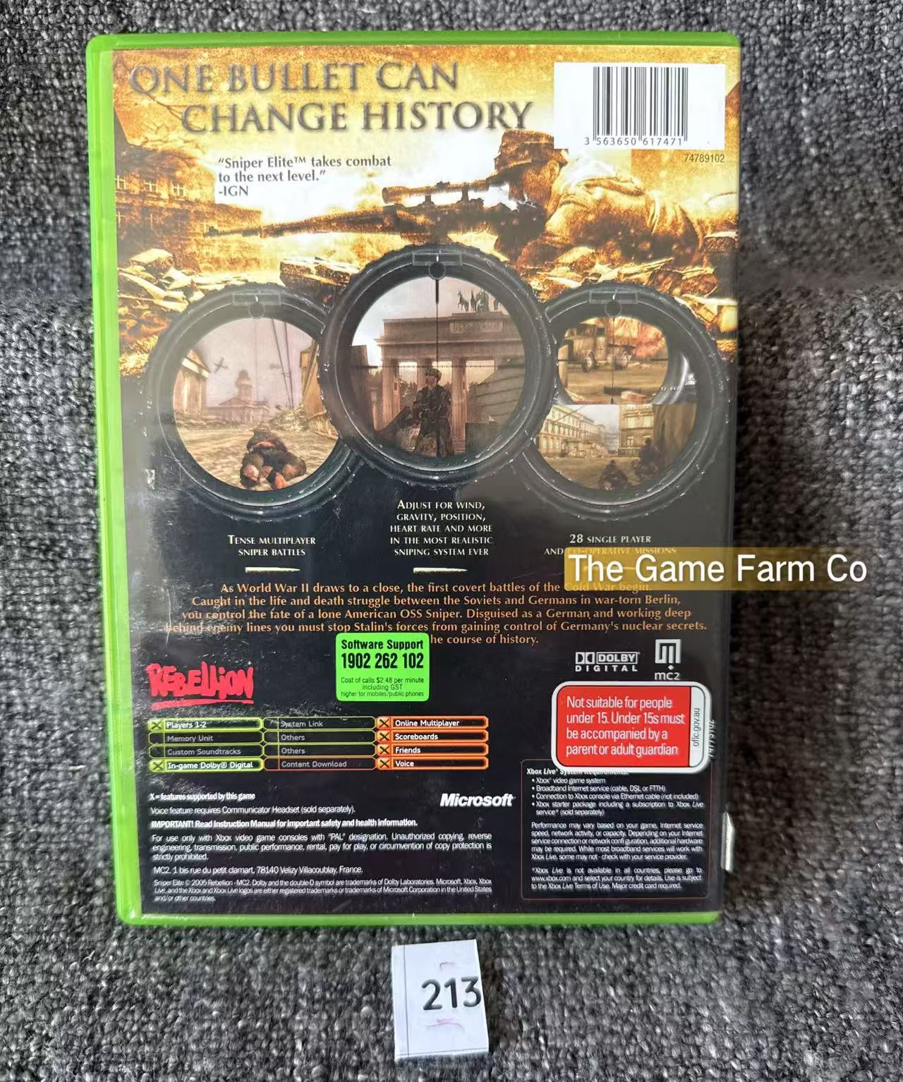 Sniper Elite Game In overall Excellent Condition Microsoft Xbox Original