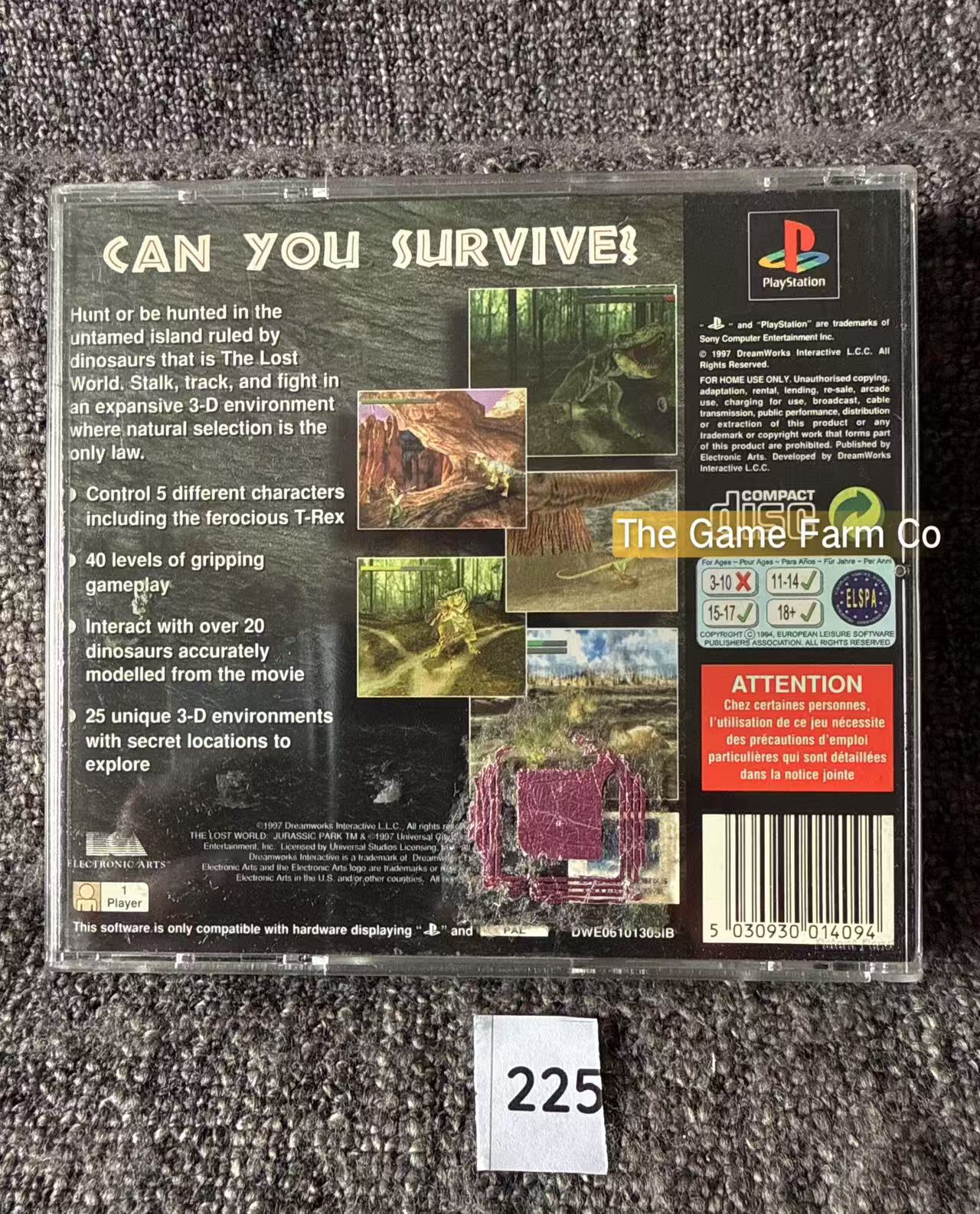 The Lost World Jurassic Park - Sony Playstation One (PS1) Game
