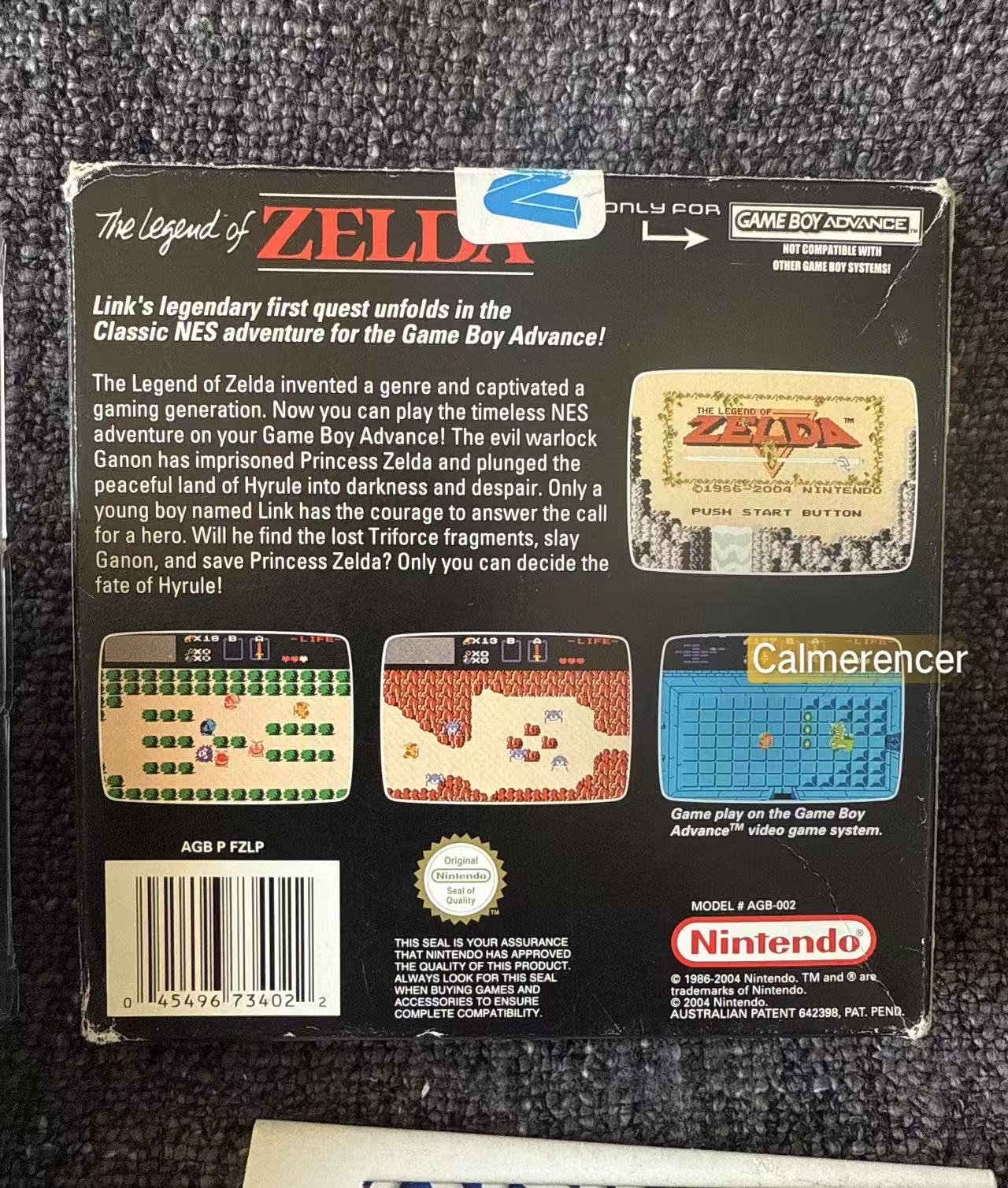The Legend Of Zelda Nes Classic Boxed Game -Nintendo Gameboy Advance GBA - Pal Version