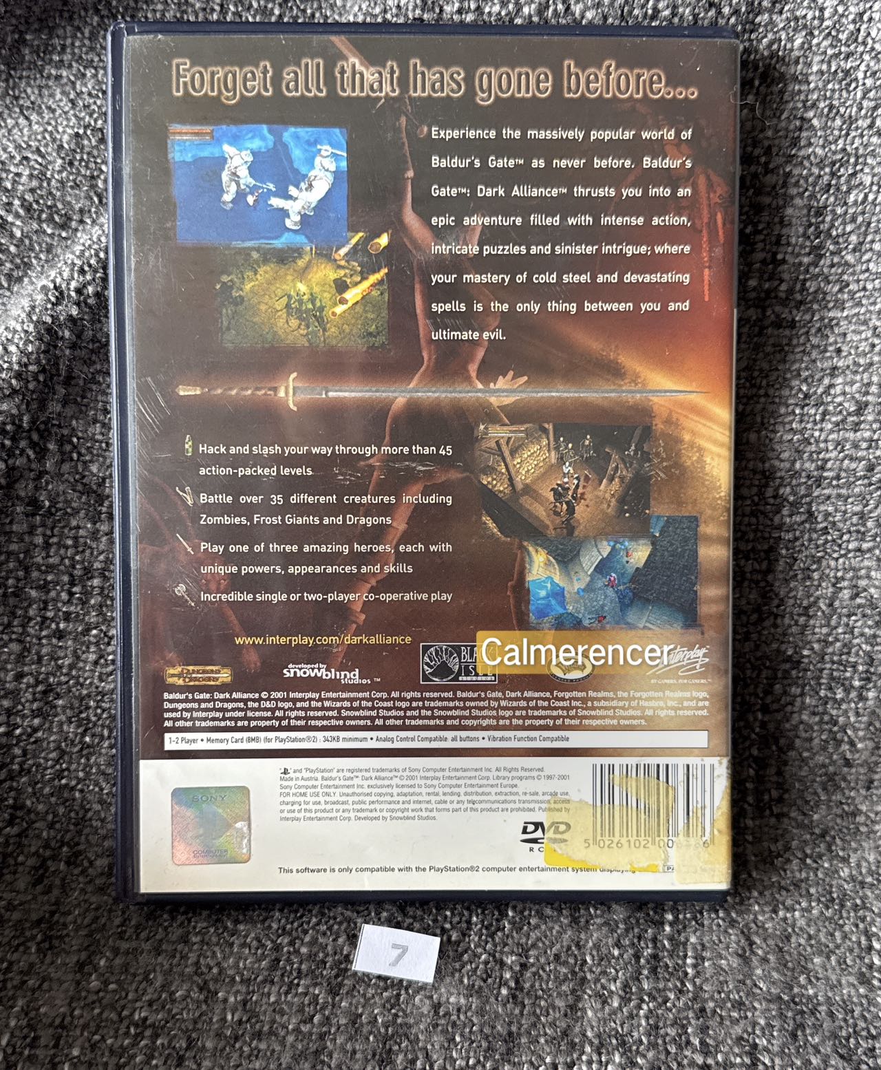 Baldurs Gate Dark Alliance Game- Sony PlayStation 2 (PS2)