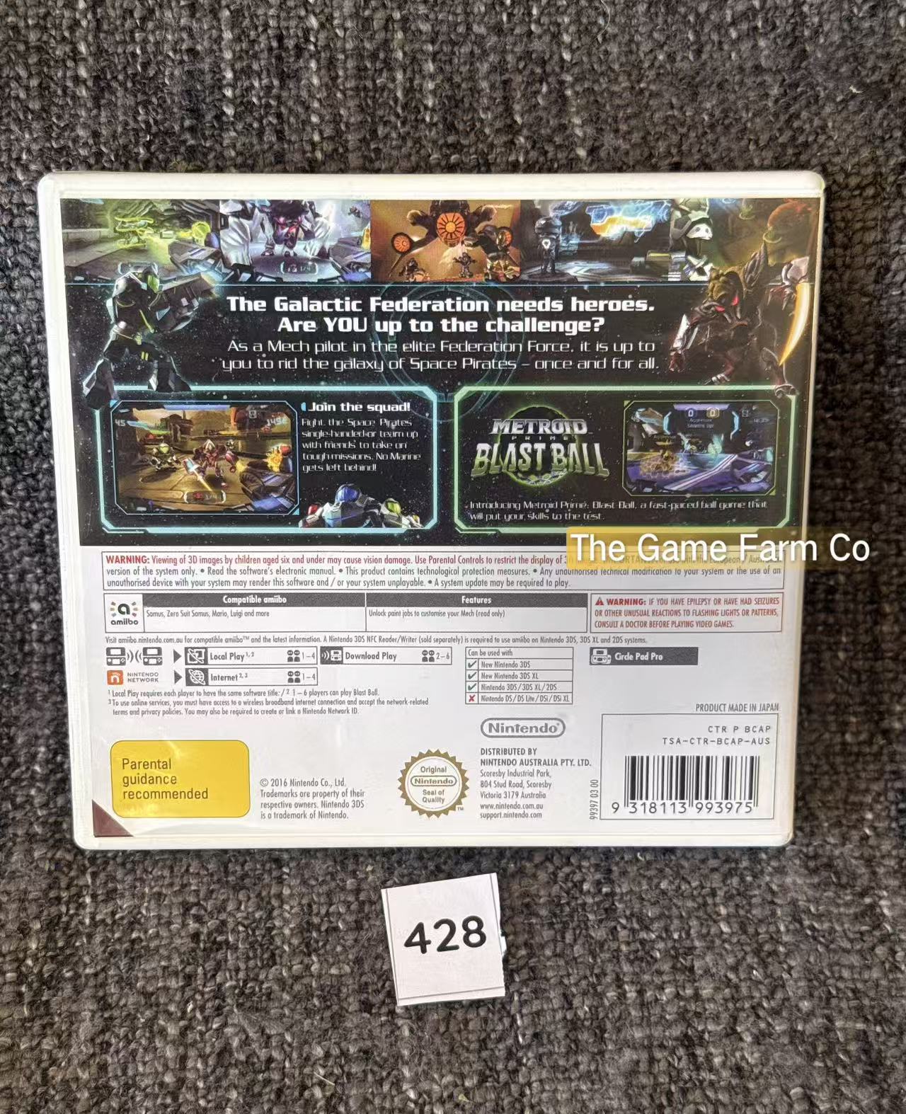 Metroid Prime Federation Force Nintendo 3DS Physical Game Cartridge PAL Tested Used