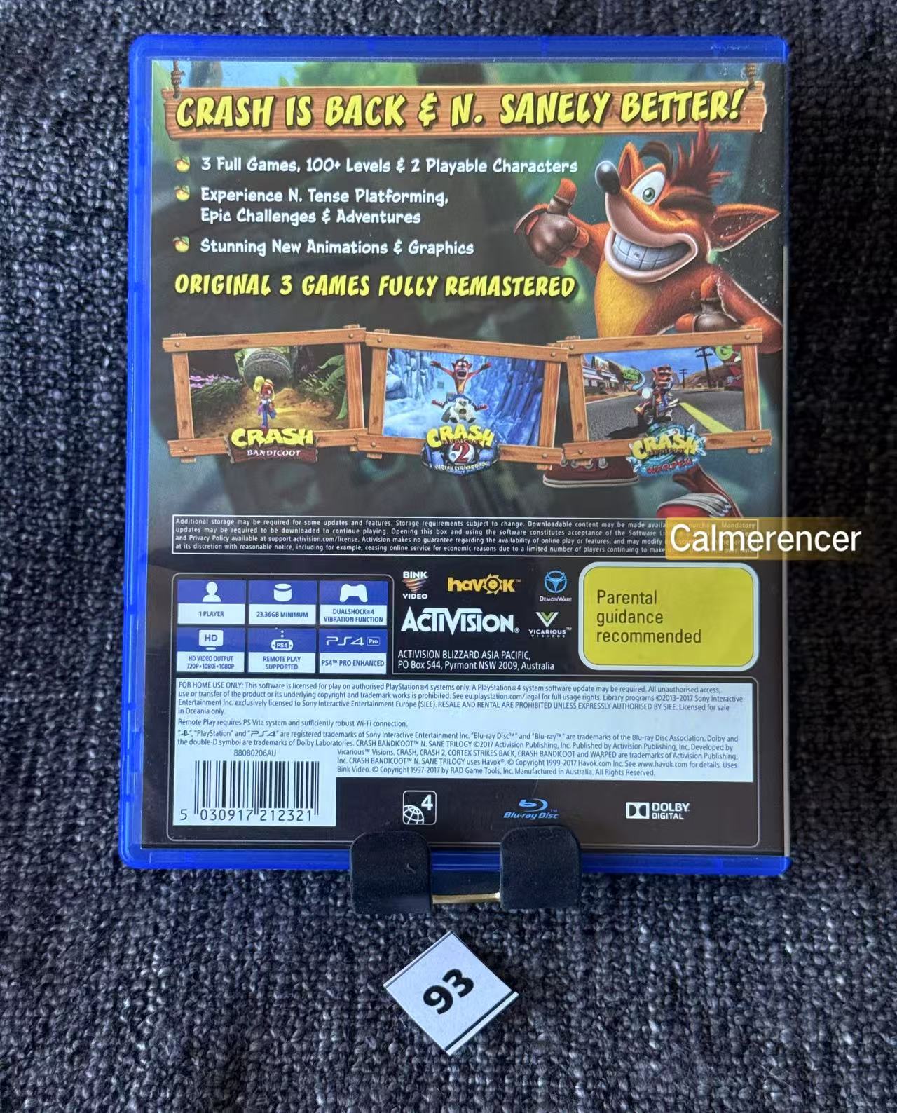 Crash Bandicoot N Sane Trilogy  Sony Playstation 4 (PS4) Game