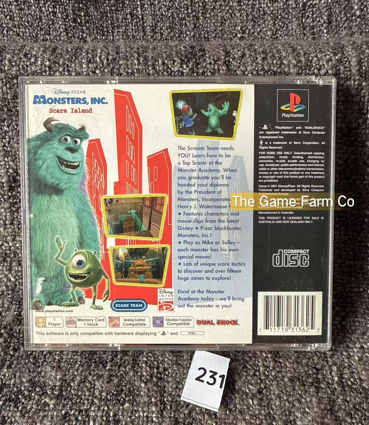 Monster Inc Scare Island - Sony Playstation One (PS1) Game