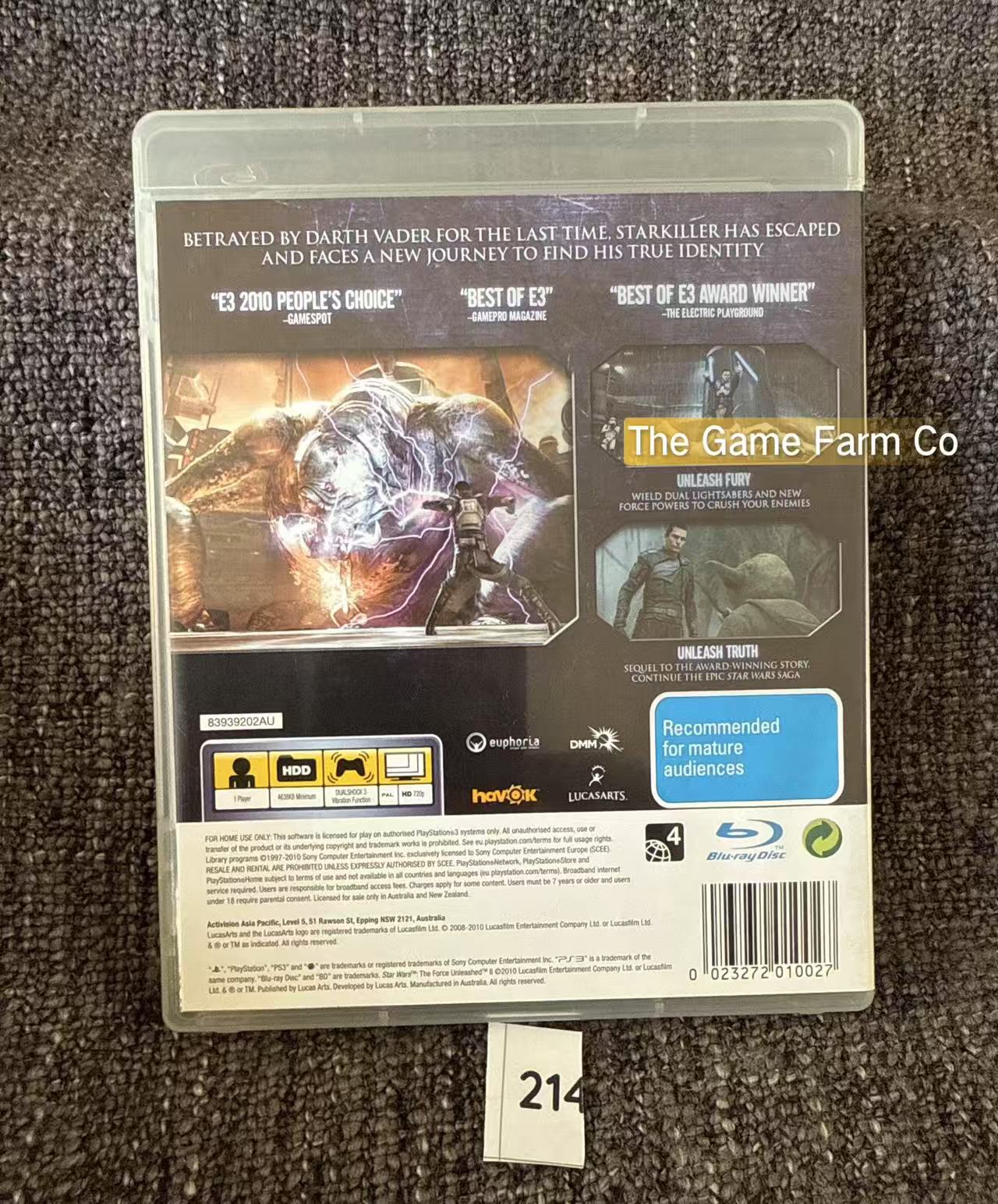 Star Wars The Force Unleashed Game - PS3 - Sony Playstation 3