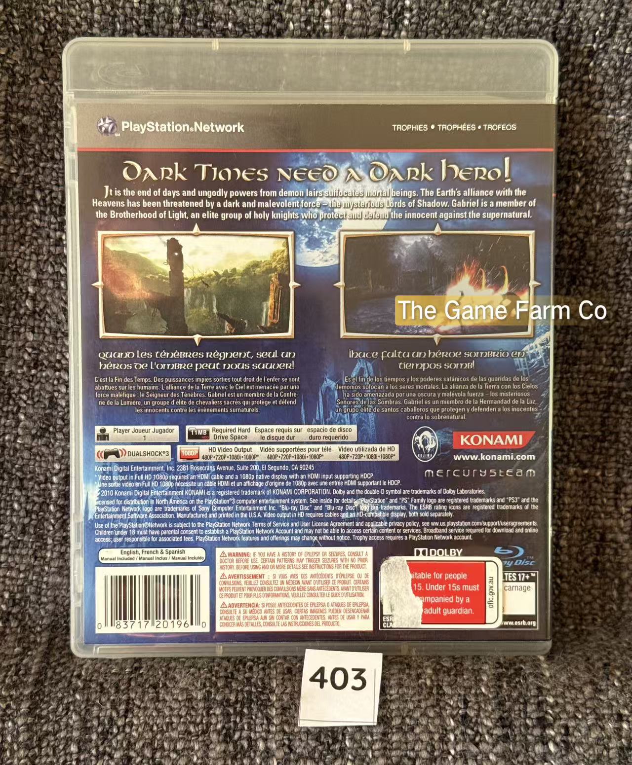 Castlevania Lords of Shadow PS3 Physical Game CIB PAL Tested Used