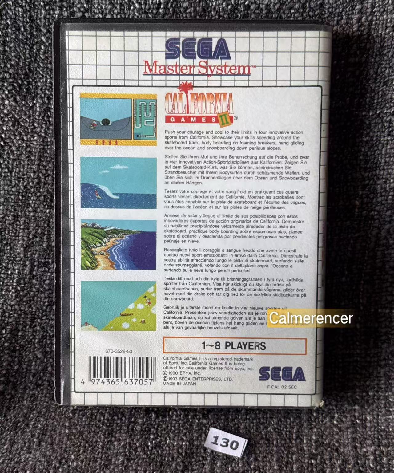 California Games 2 Game - No manual - Sega Master System