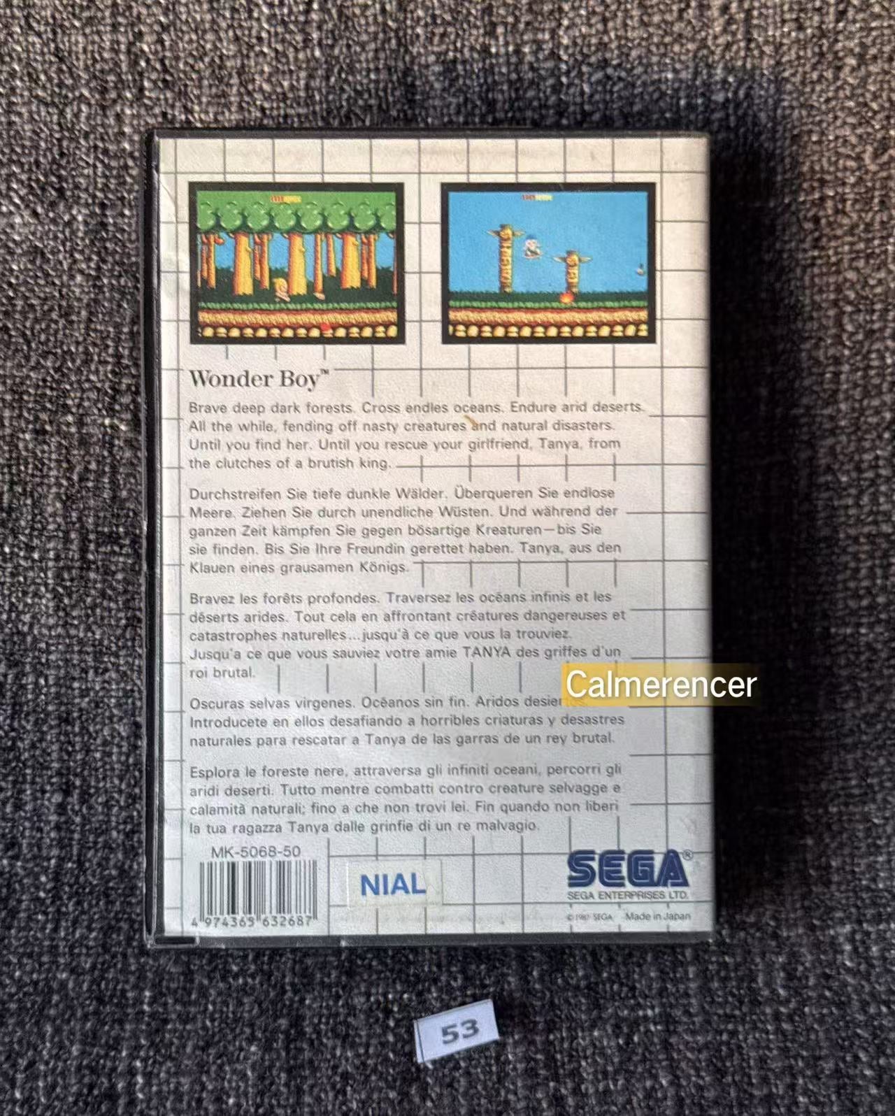 Wonder Boy Game - Sega Master System