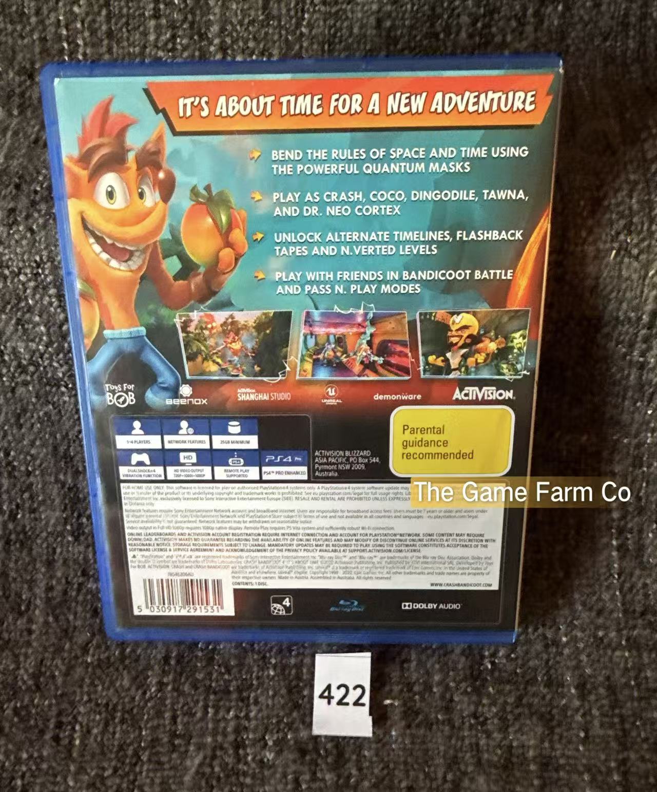 Crash Bandicoot 4 It's About Time PlayStation 4 Physical Game CIB PAL Tested Used