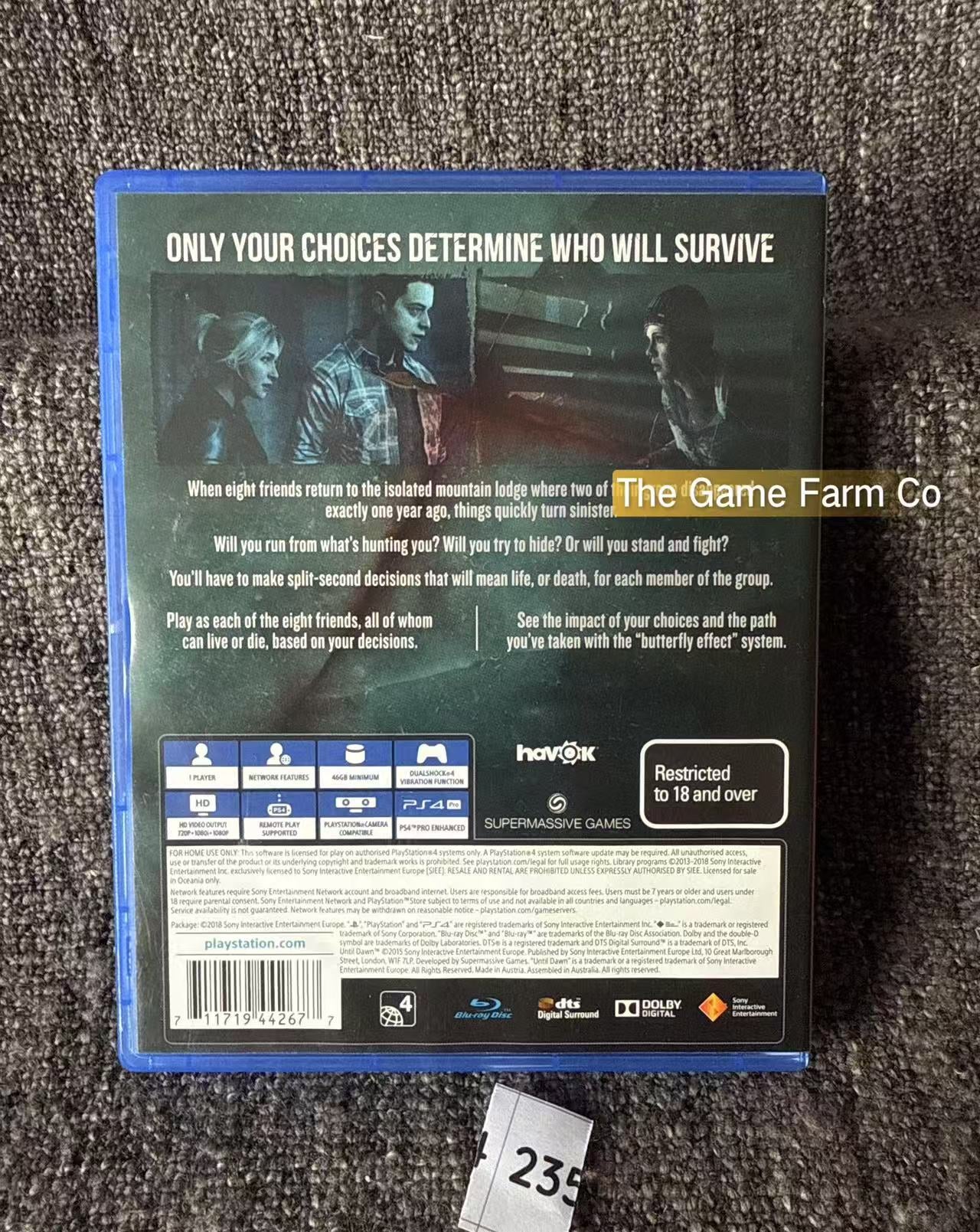 Until Dawn Sony Playstation 4 (PS4) Game