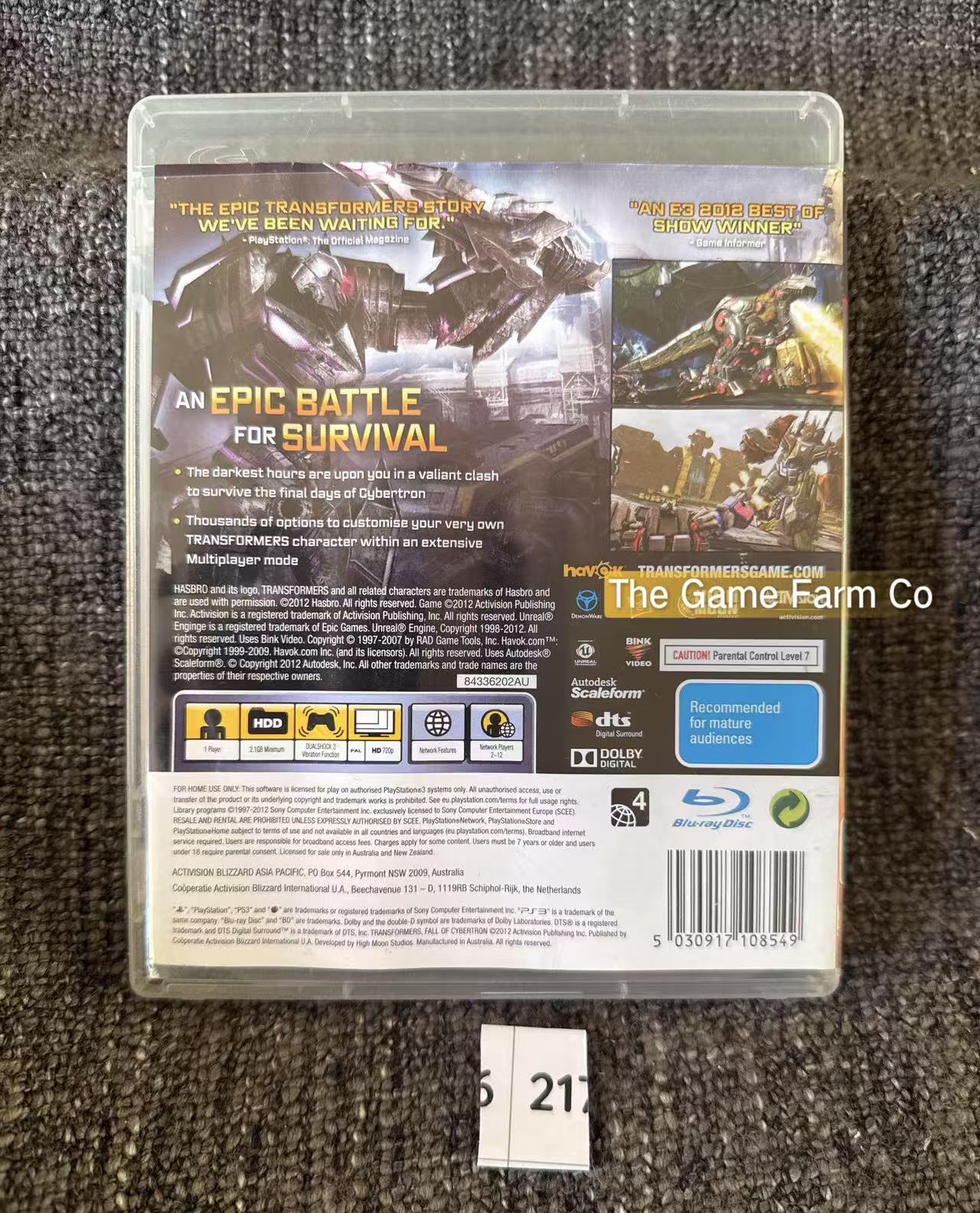 Transformers Fall Of Cybertron Game - PS3 - Sony Playstation 3