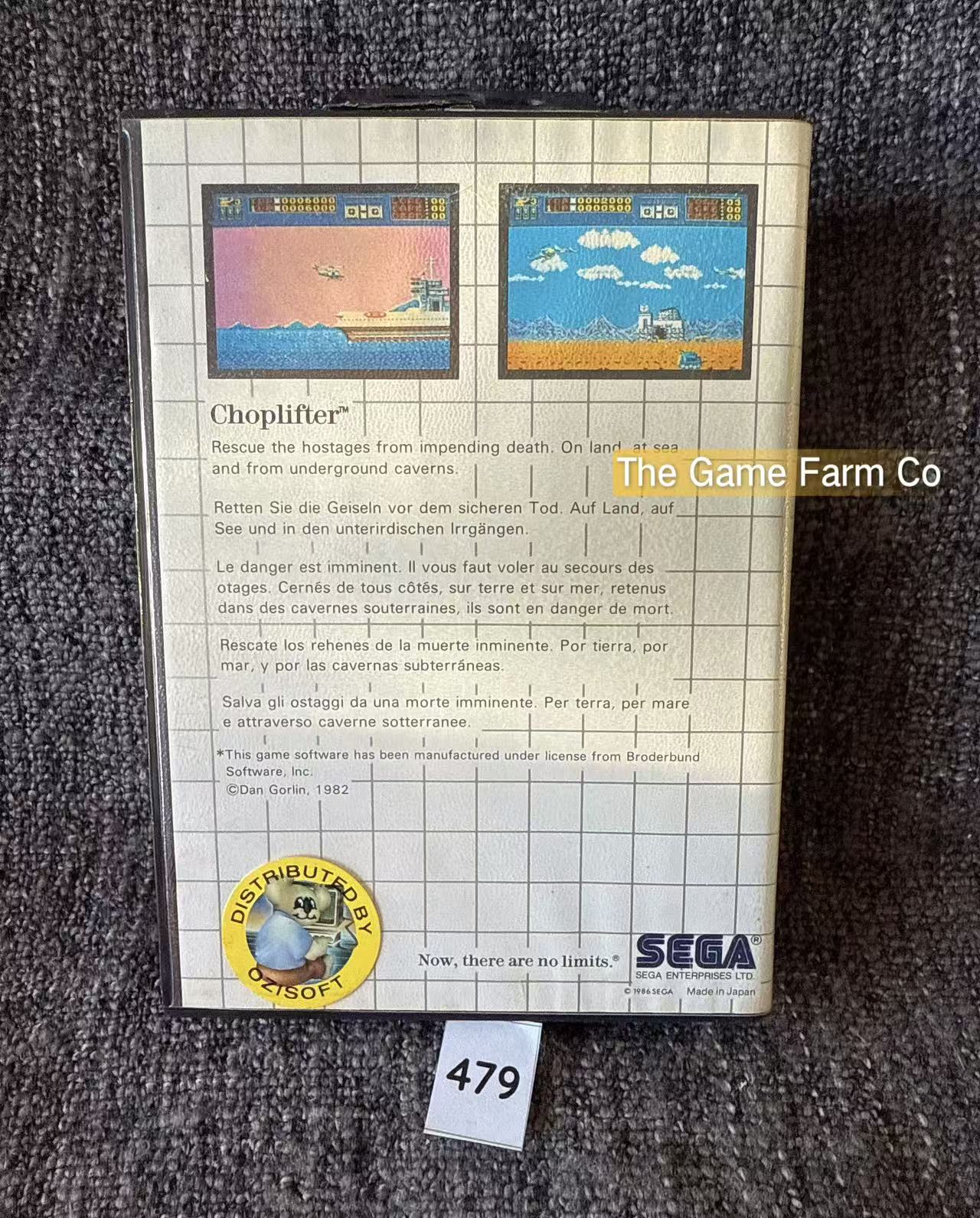 Choplifter Sega Master System Physical Game CIB PAL Tested Used